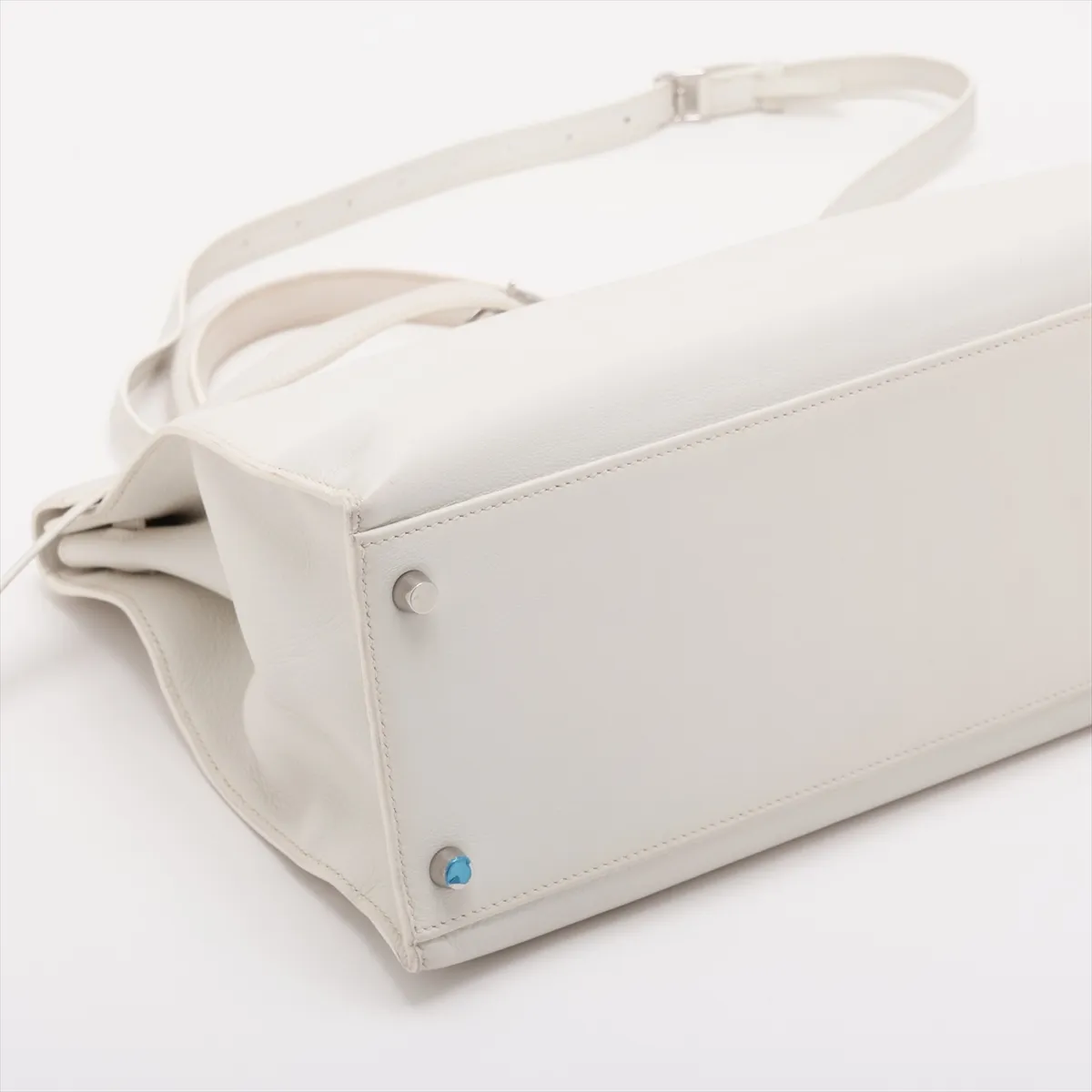 [Individually packaged] Hermes Kelly Flat 35, Veau Swift leather, white, silver hardware K: 2007 — view 4