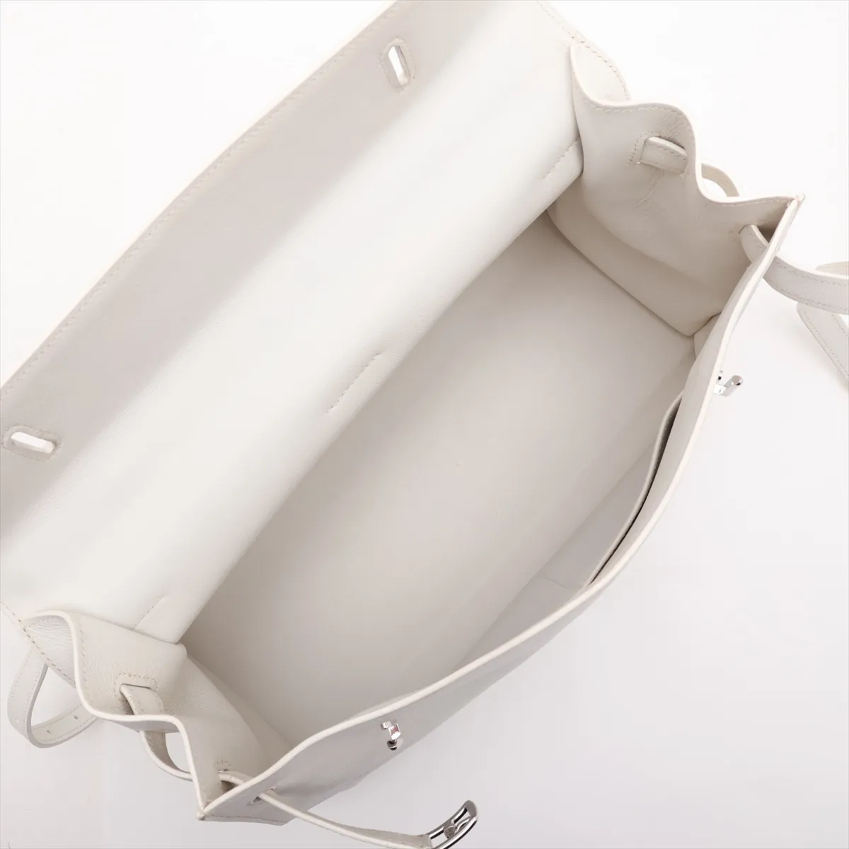 [Individually packaged] Hermes Kelly Flat 35, Veau Swift leather, white, silver hardware K: 2007 — view 7