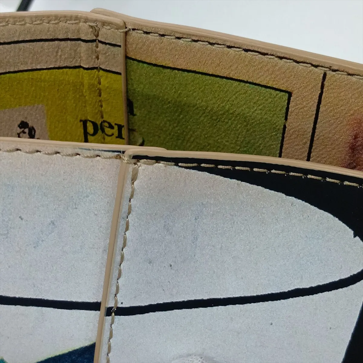 Newspaper Leather Tote Bag, Multicolor — view 11