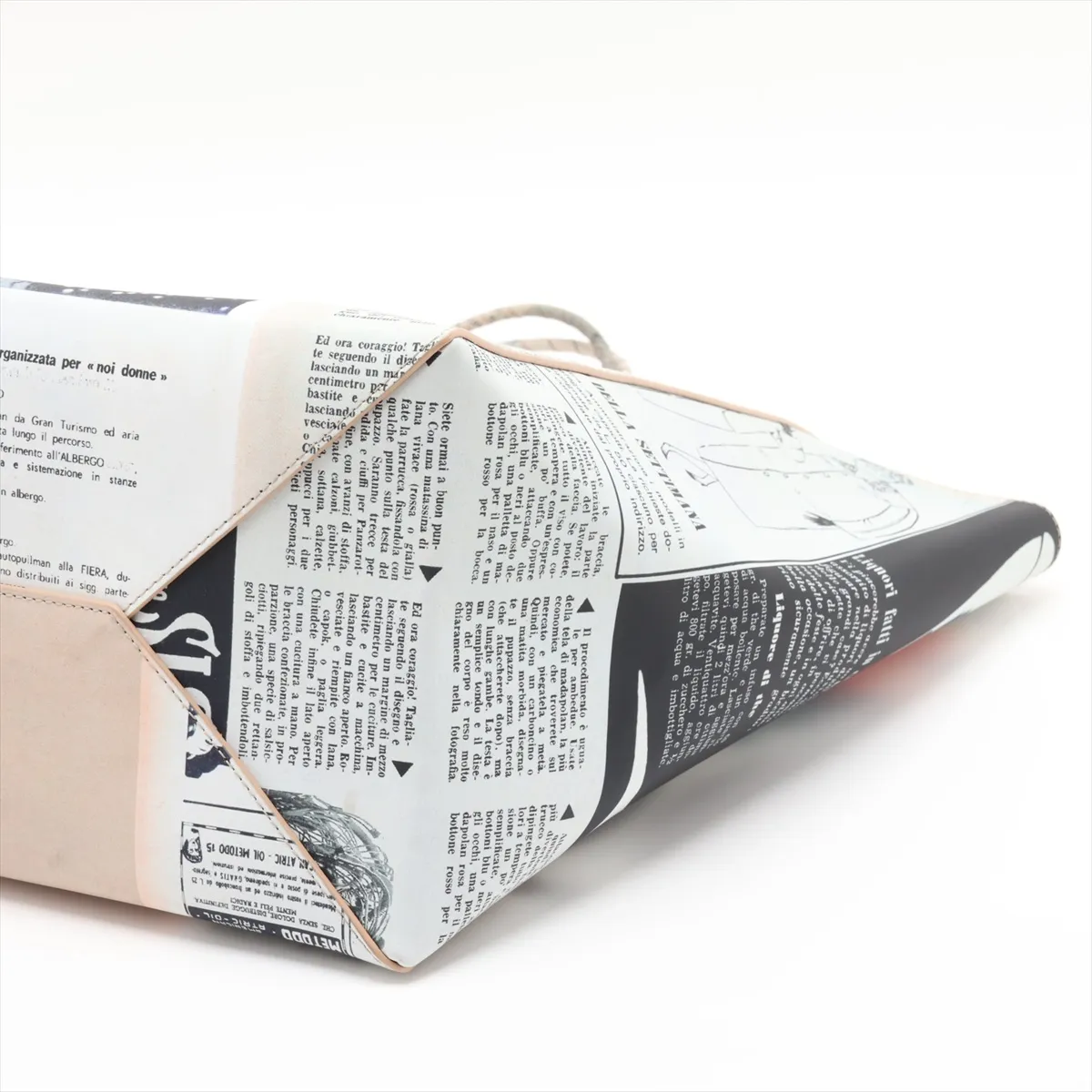 Newspaper Leather Tote Bag, Multicolor — view 3