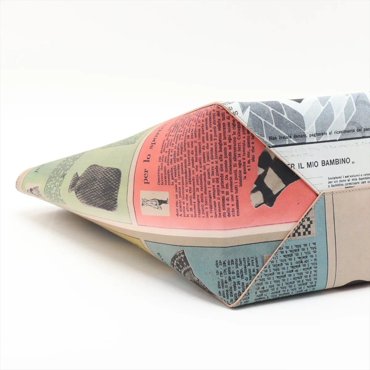 Newspaper Leather Tote Bag, Multicolor — view 4