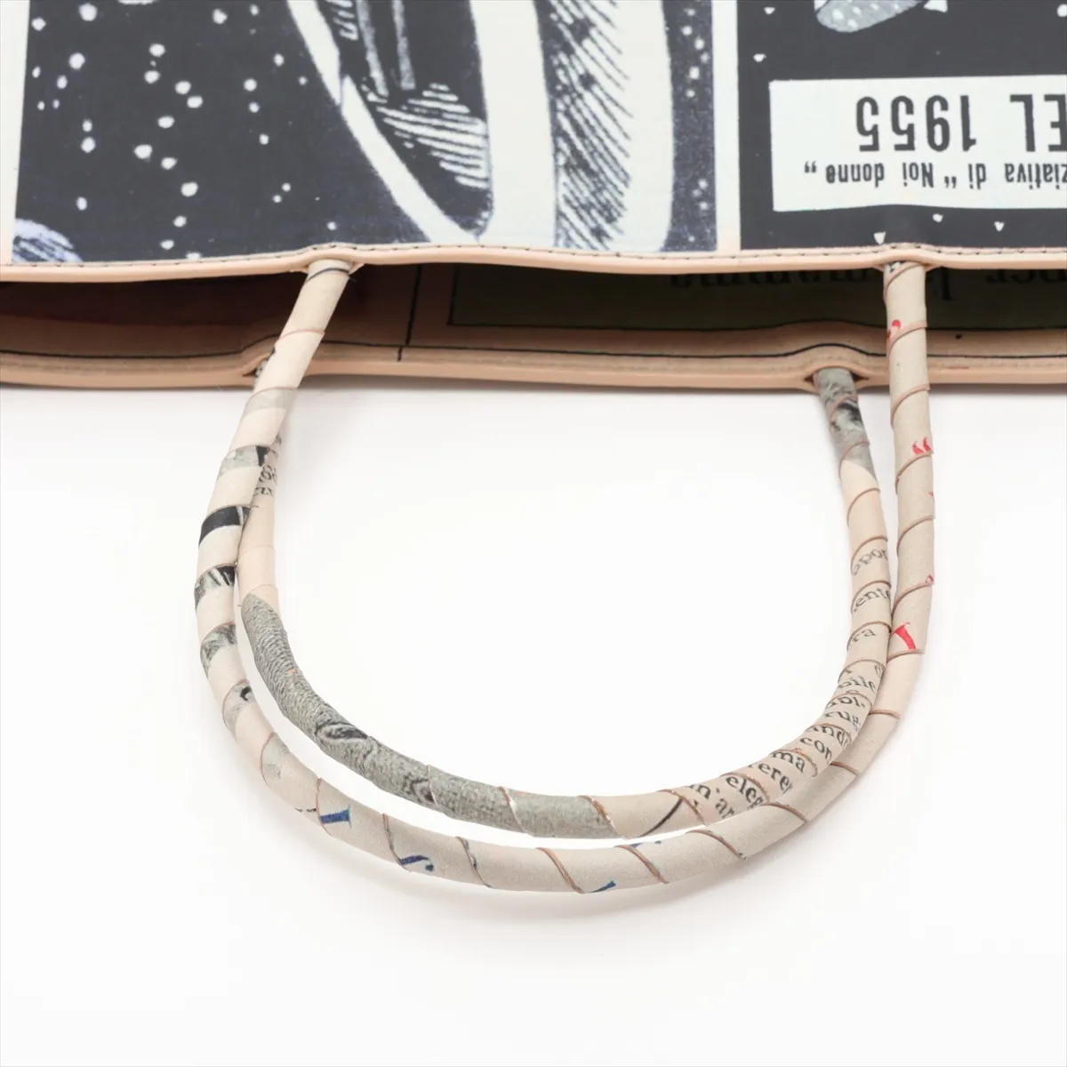 Newspaper Leather Tote Bag, Multicolor — view 5