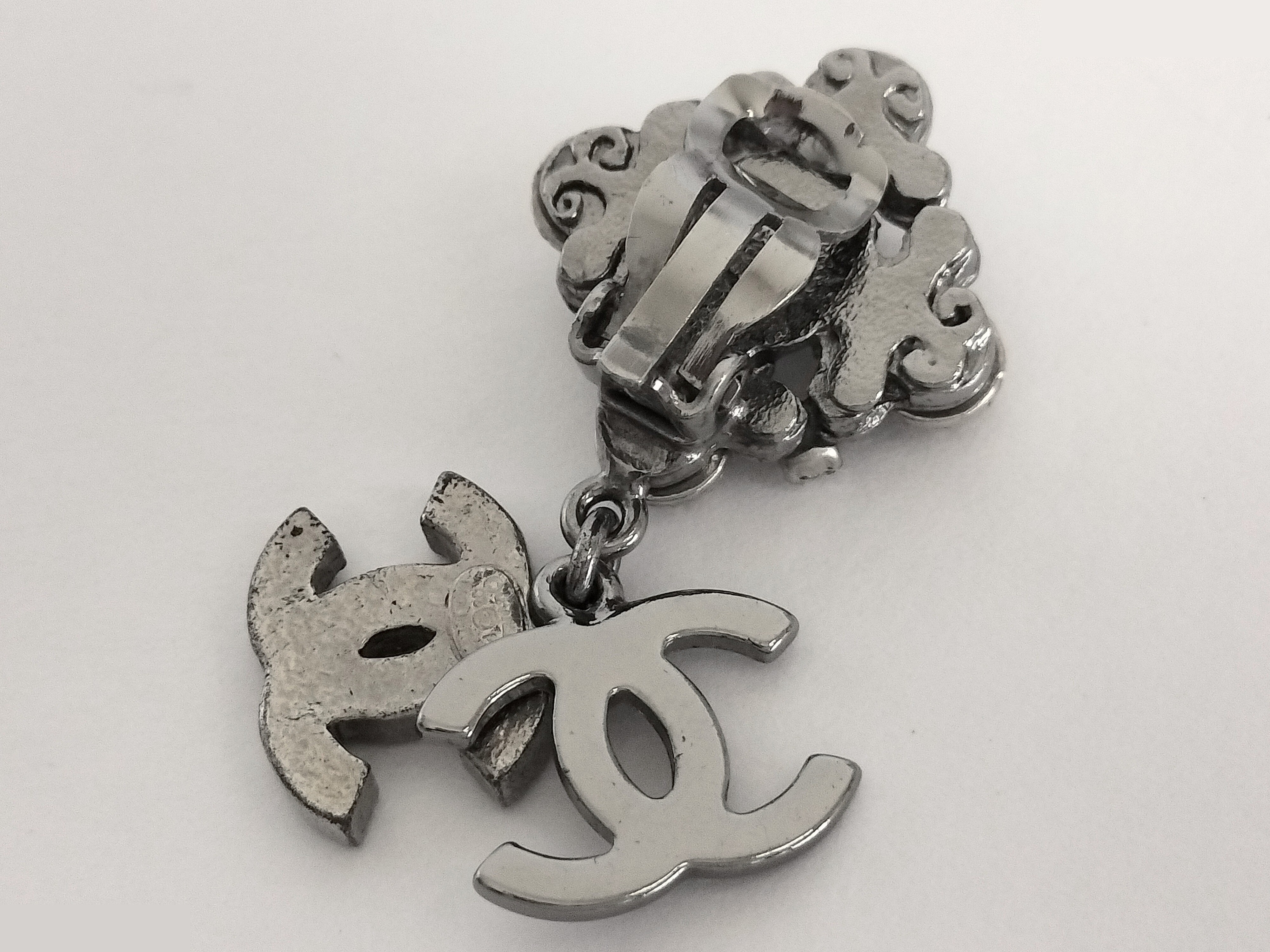 Coco Rhinestone Silver Earrings One Side — view 4