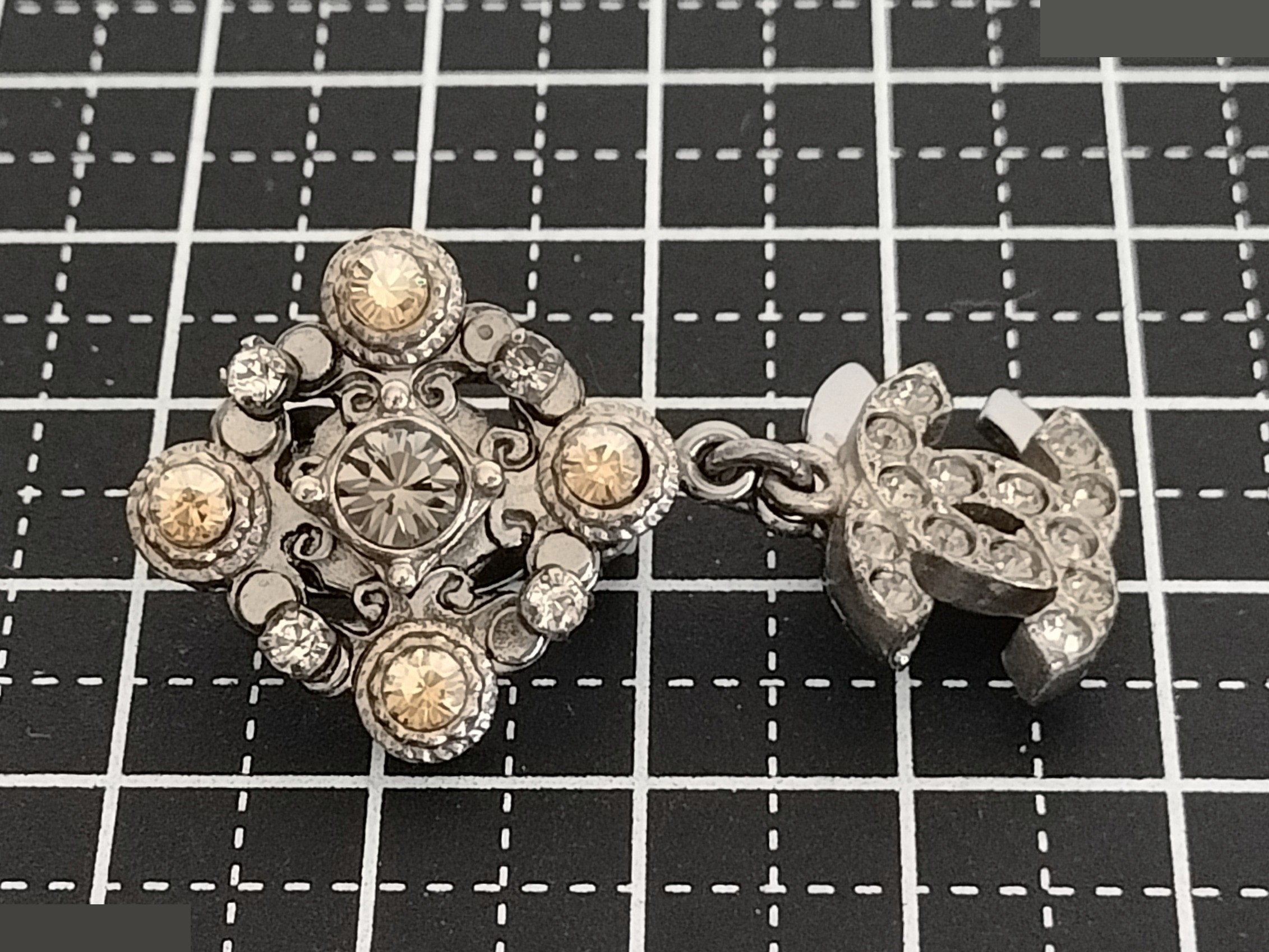 Coco Rhinestone Silver Earrings One Side — view 6
