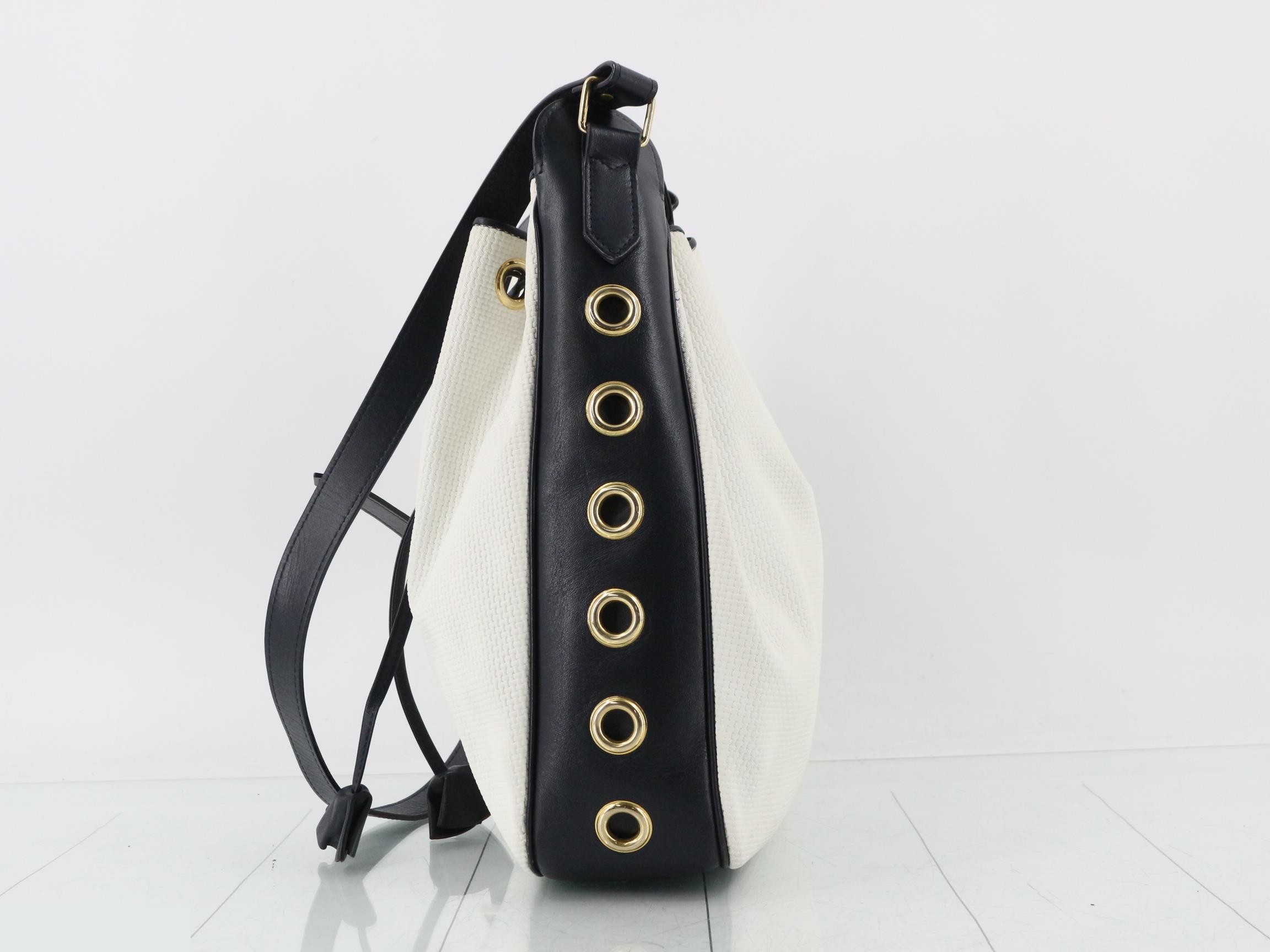 Drawstring bag white x navy W24H29D7.5 — view 3