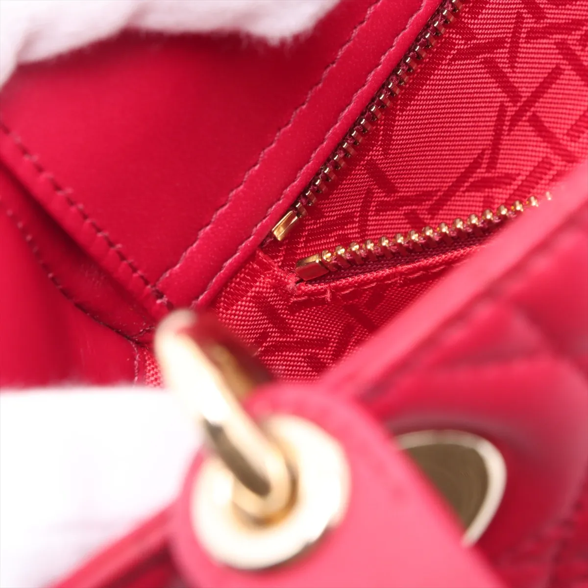 Cannage My Lady Dior Leather 2WAY Handbag Red with Charm — view 13