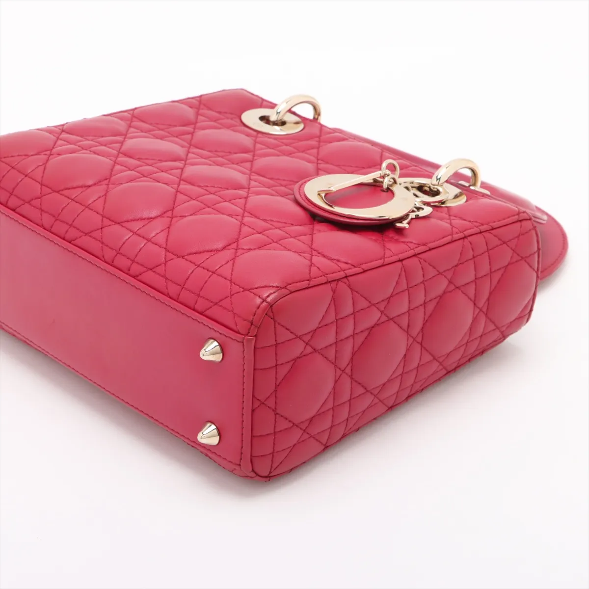 Cannage My Lady Dior Leather 2WAY Handbag Red with Charm — view 3