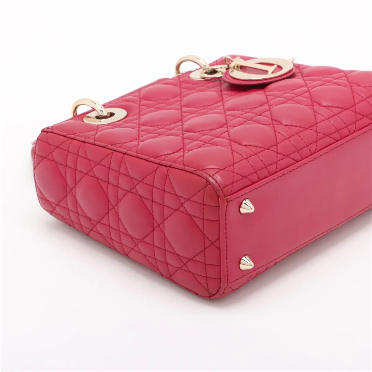 Cannage My Lady Dior Leather 2WAY Handbag Red with Charm — view 4