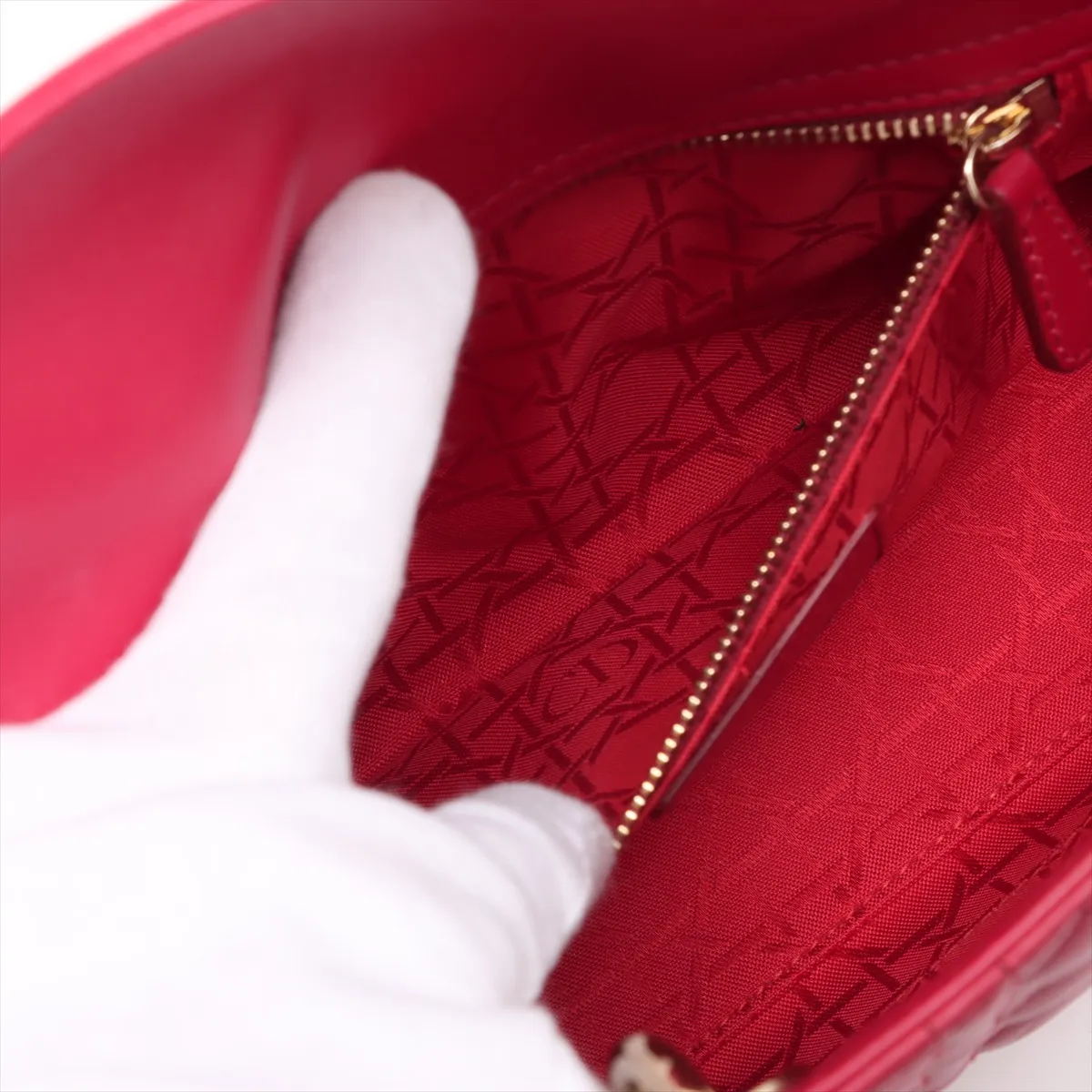 Cannage My Lady Dior Leather 2WAY Handbag Red with Charm — view 9