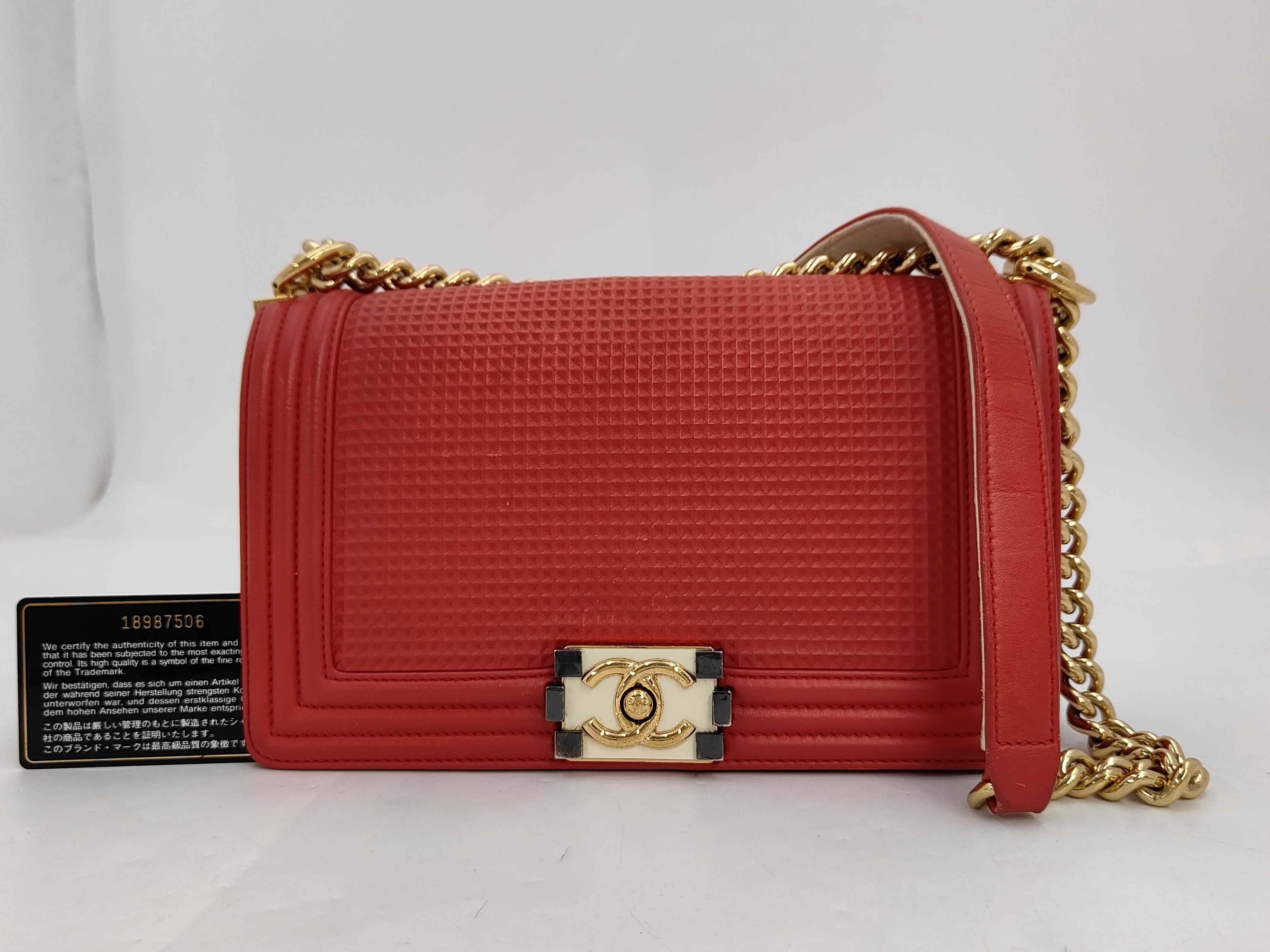 Le Boy Red Quilted Medium Handbag