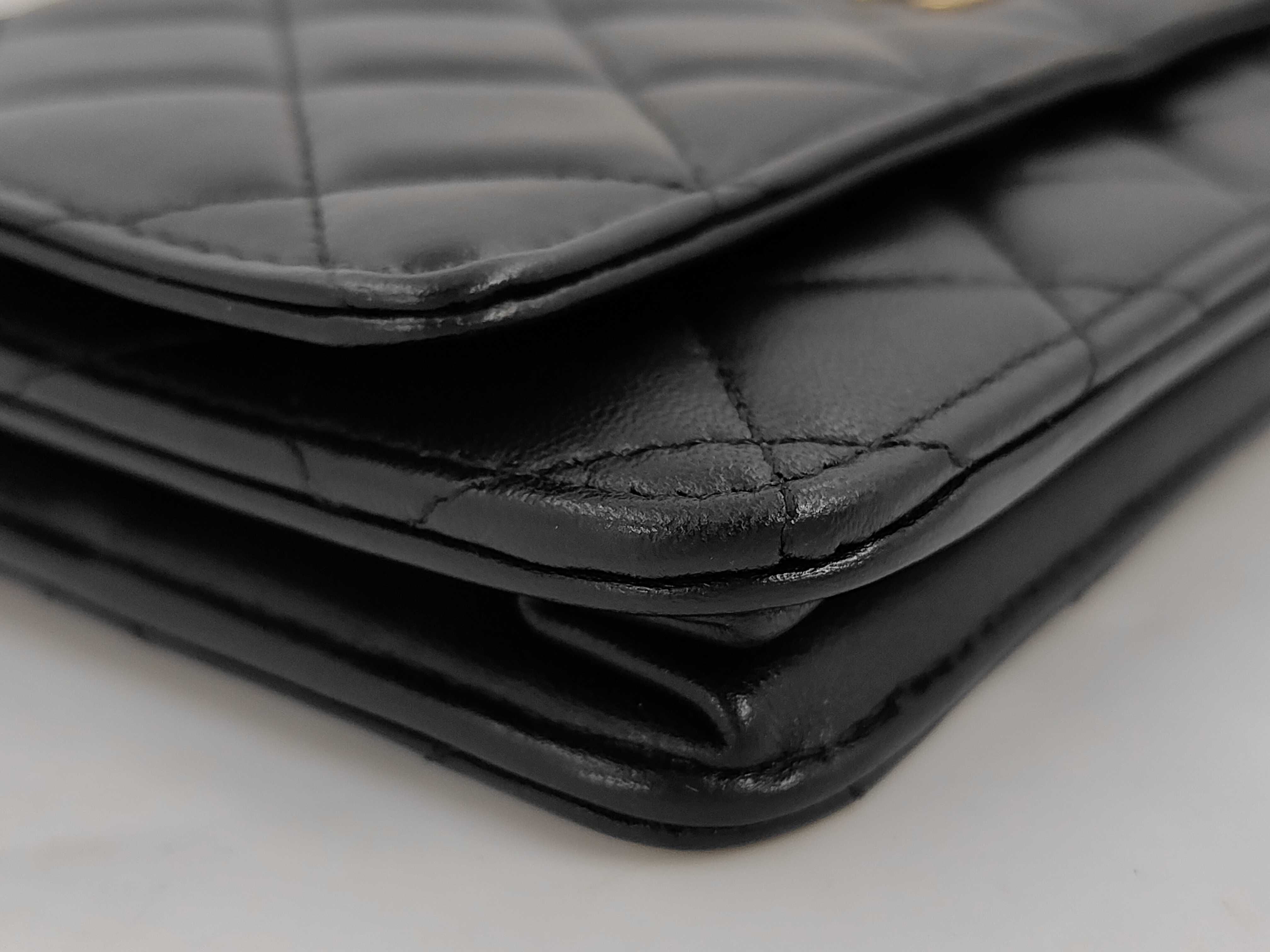 WOC Black Chain Wallet with Gold Hardware Shoulder Bag — view 2