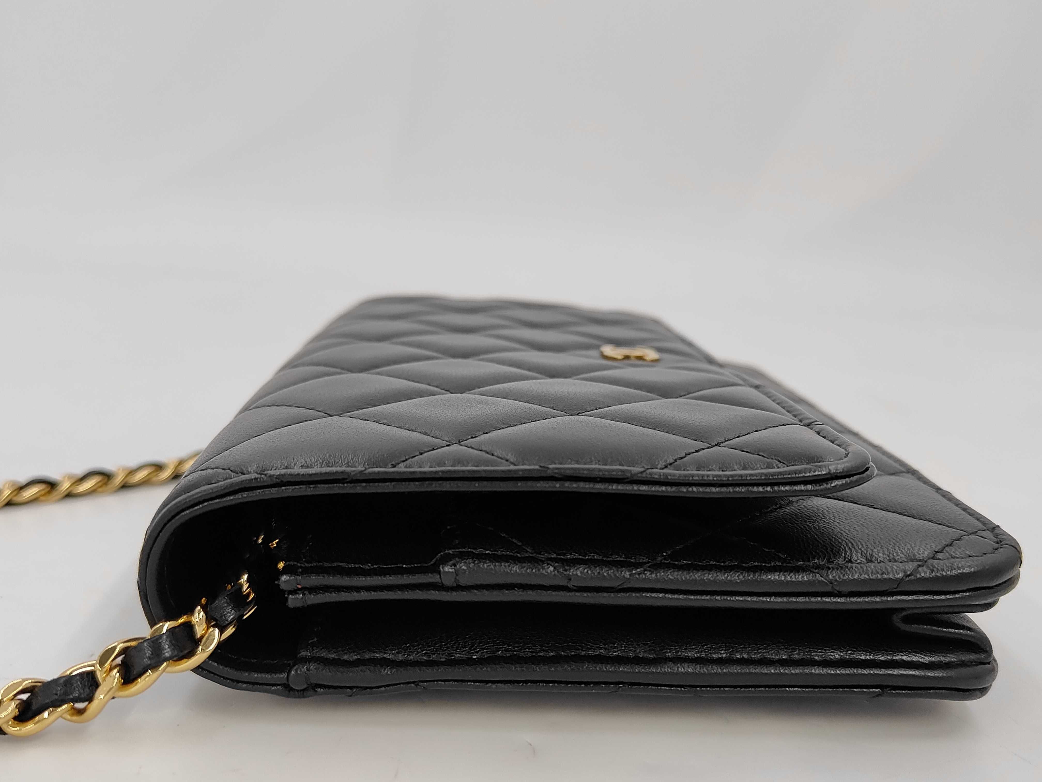 WOC Black Chain Wallet with Gold Hardware Shoulder Bag — view 11