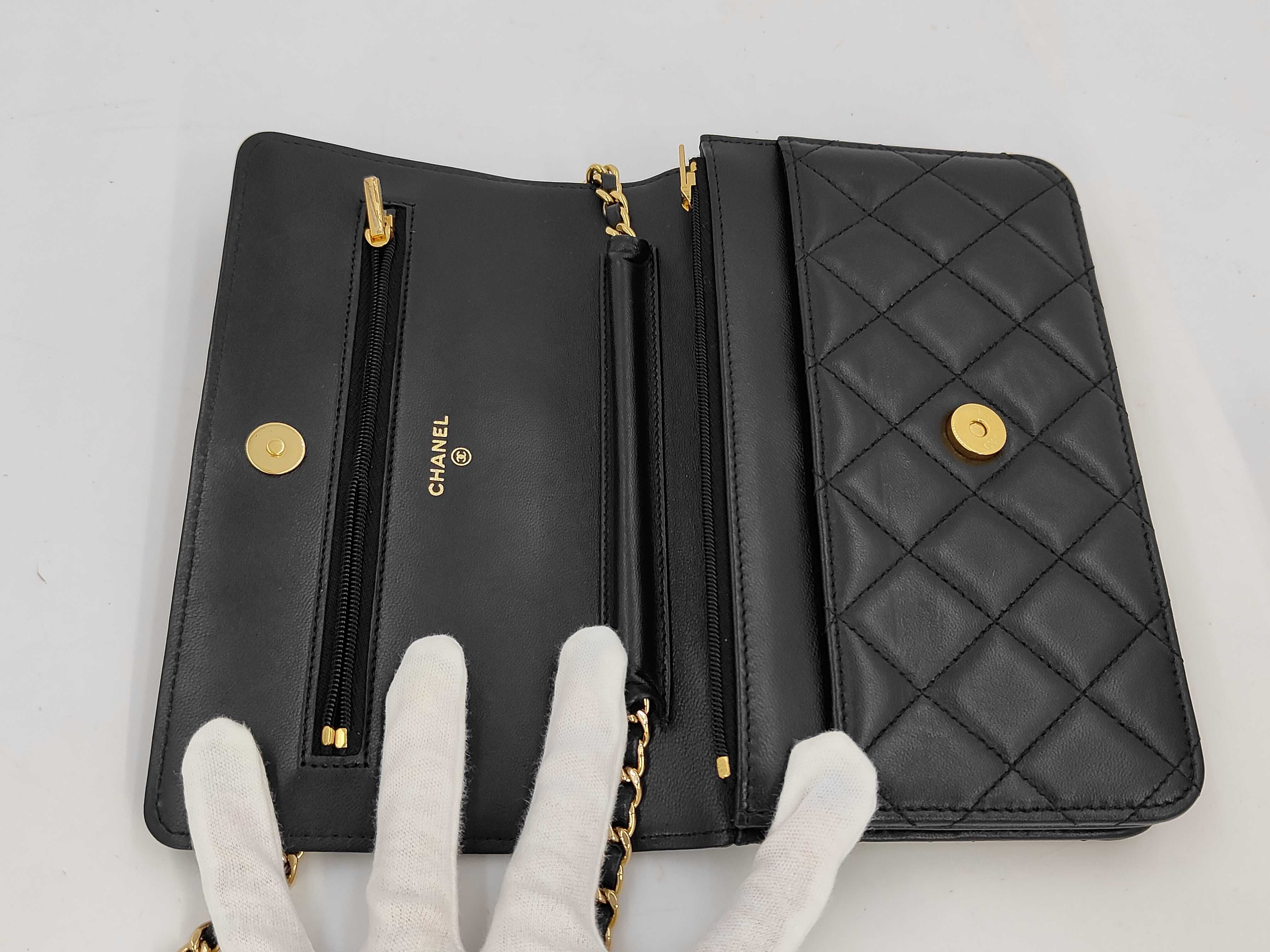 WOC Black Chain Wallet with Gold Hardware Shoulder Bag — view 10