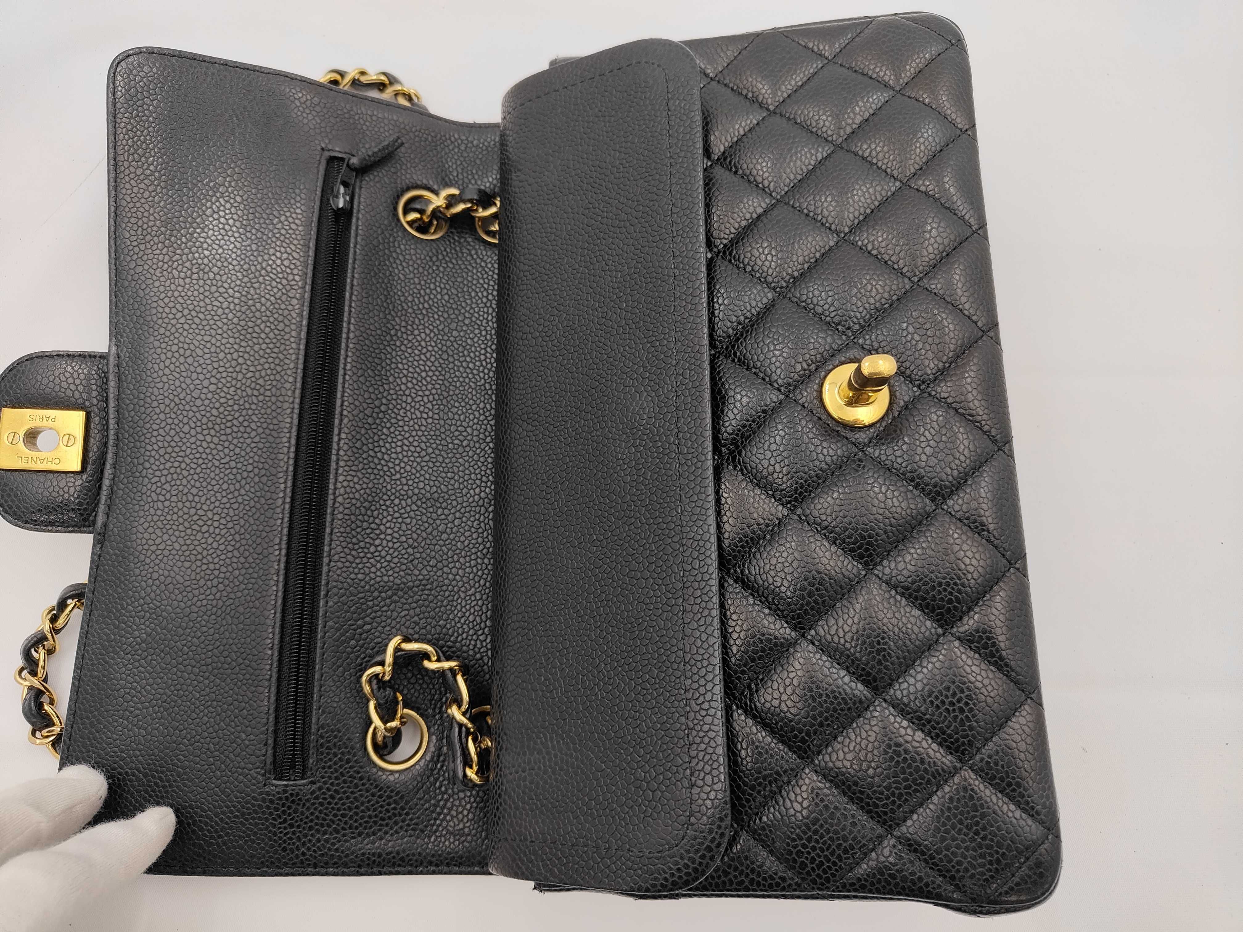 Matelassé 25 Caviar Skin Double Flap Chain Shoulder Bag (with seal, serial number in the 9 range) — view 9