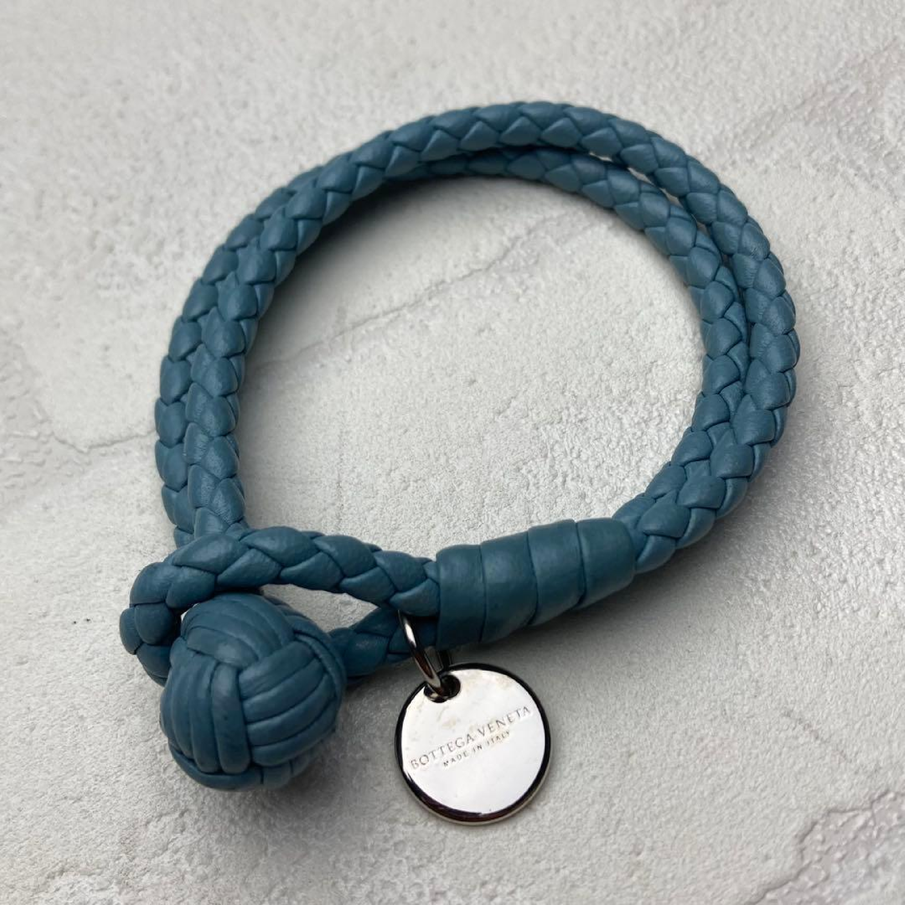 Leather Bracelet Blue Intrecciato Bangle Other Accessories — view 2