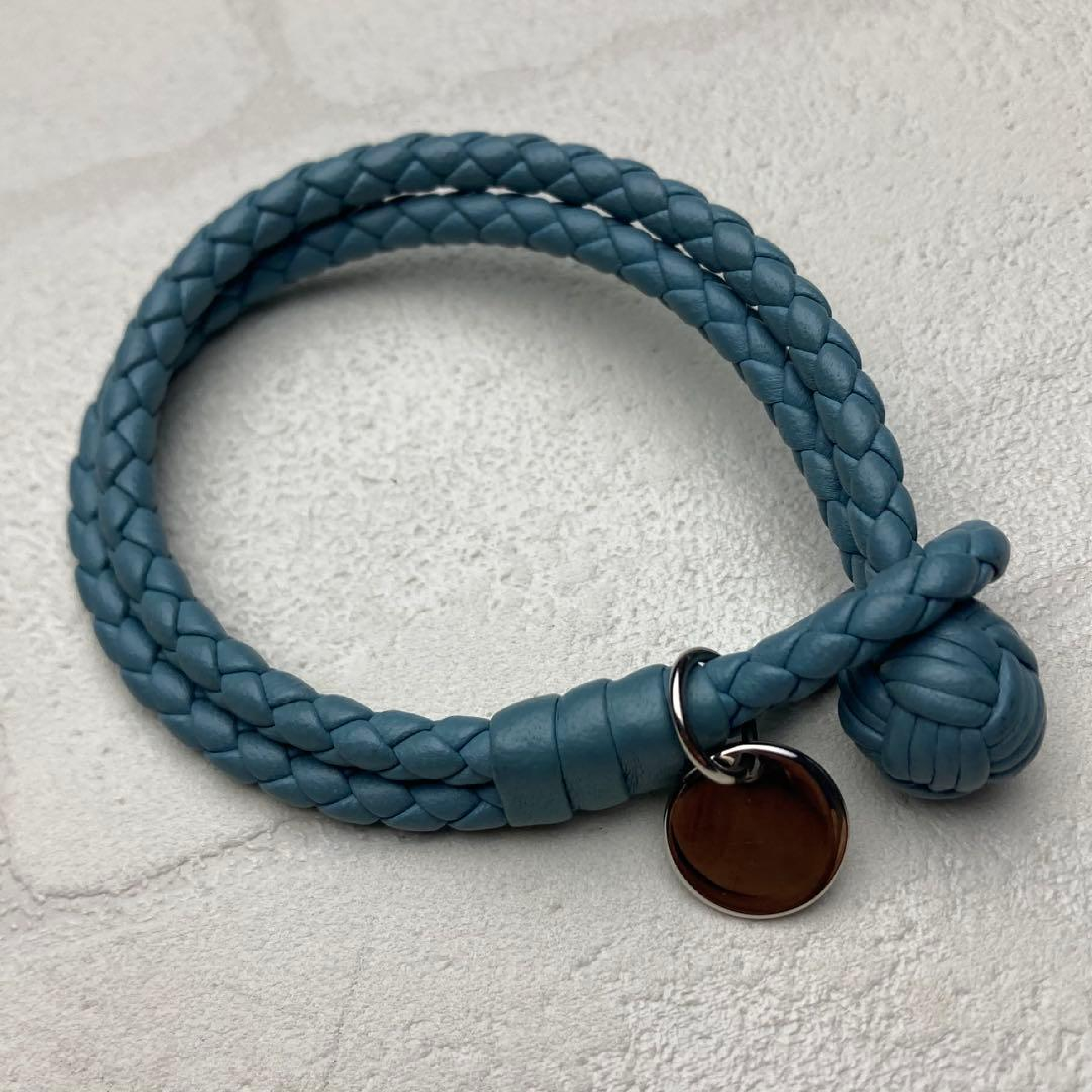Leather Bracelet Blue Intrecciato Bangle Other Accessories — view 3