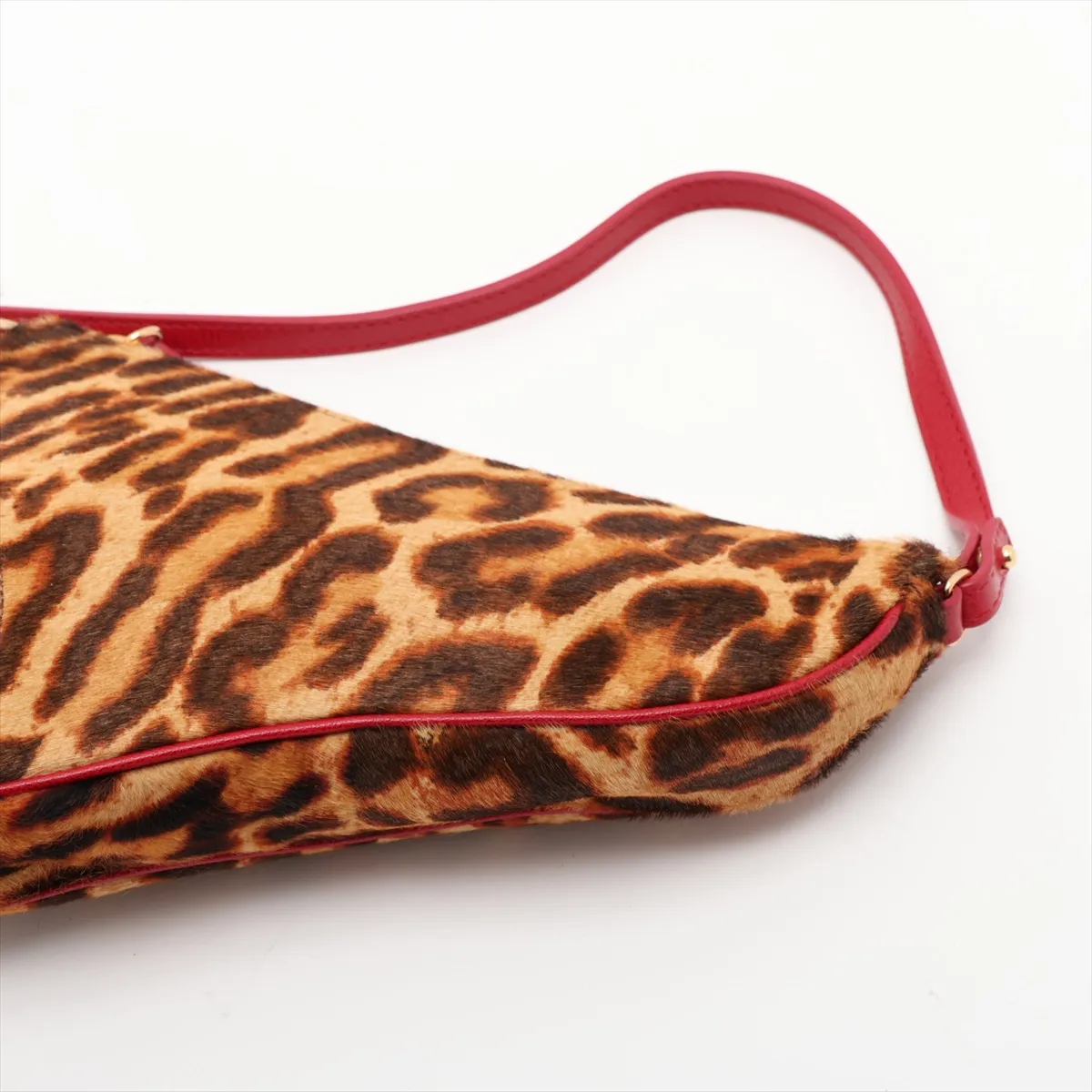 Saddle Haircalf x Leather Shoulder Bag Brown x Red — view 3