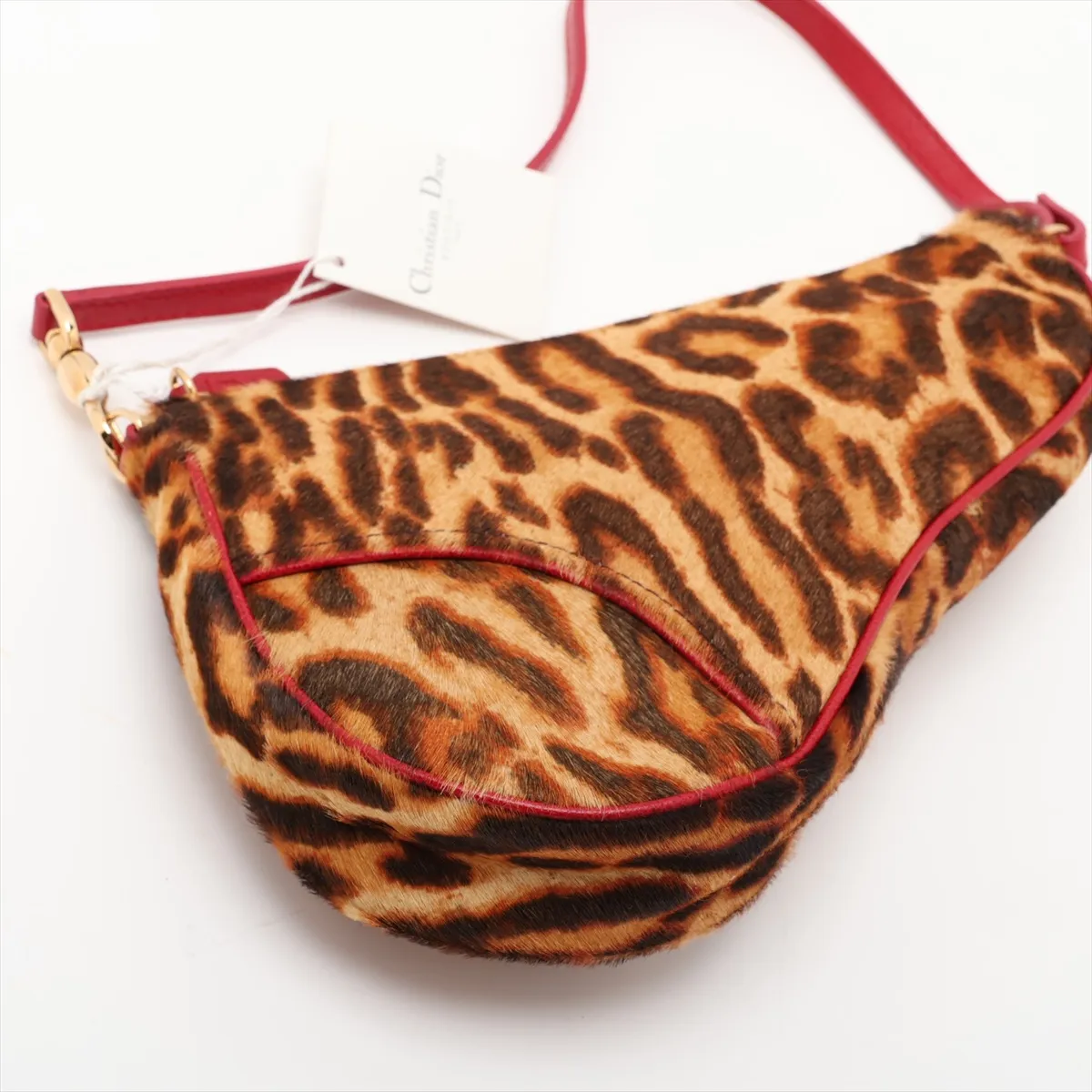 Saddle Haircalf x Leather Shoulder Bag Brown x Red — view 4