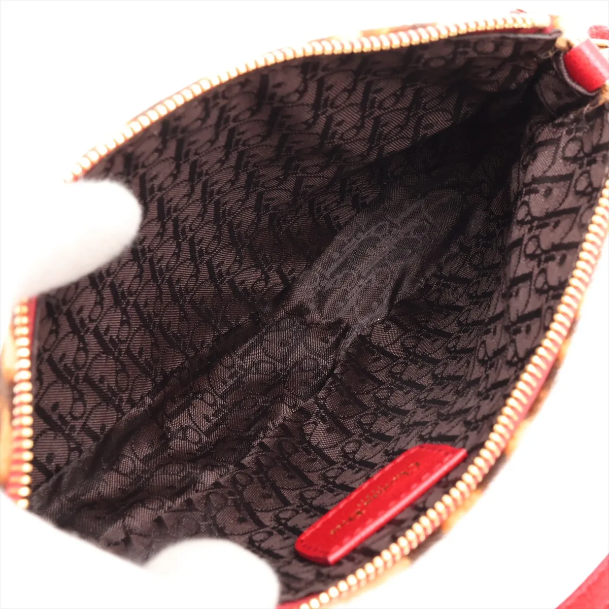 Saddle Haircalf x Leather Shoulder Bag Brown x Red — view 6