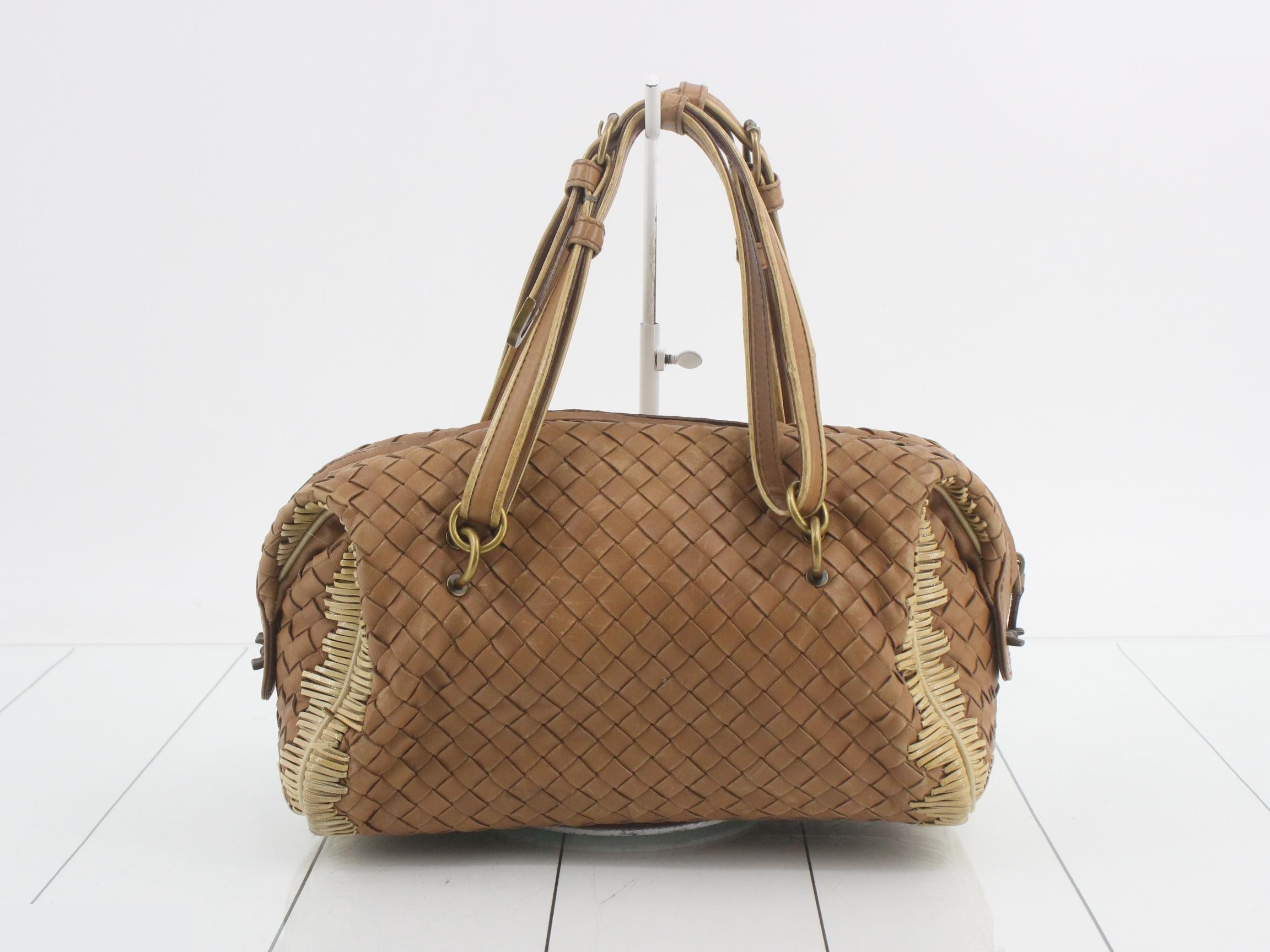 Mini Boston handbag, Intrecciato weave — view 2