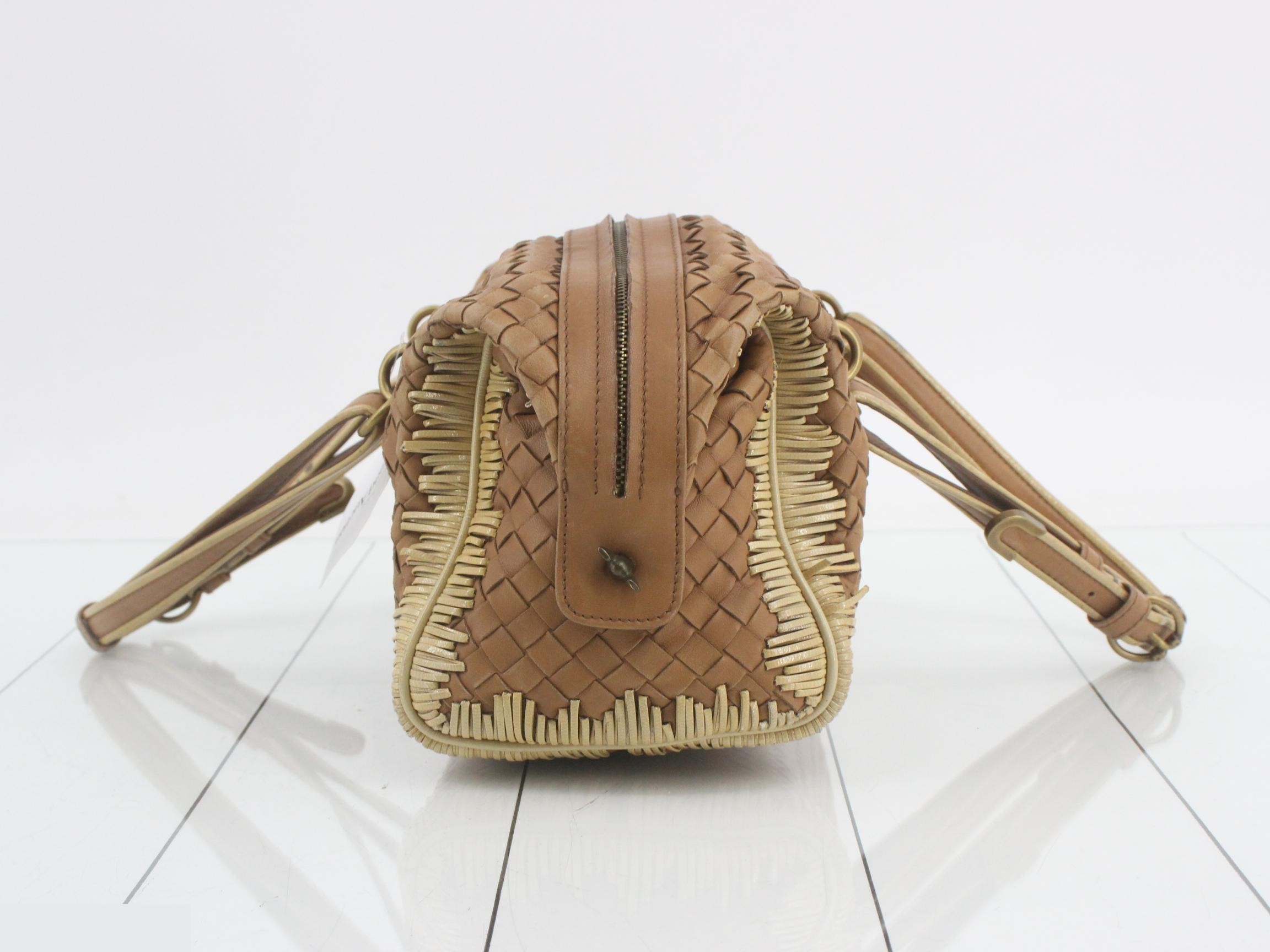 Mini Boston handbag, Intrecciato weave — view 3