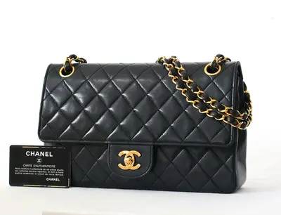 Matelassé 25 Lambskin Double Flap Double Chain Shoulder Bag, Black