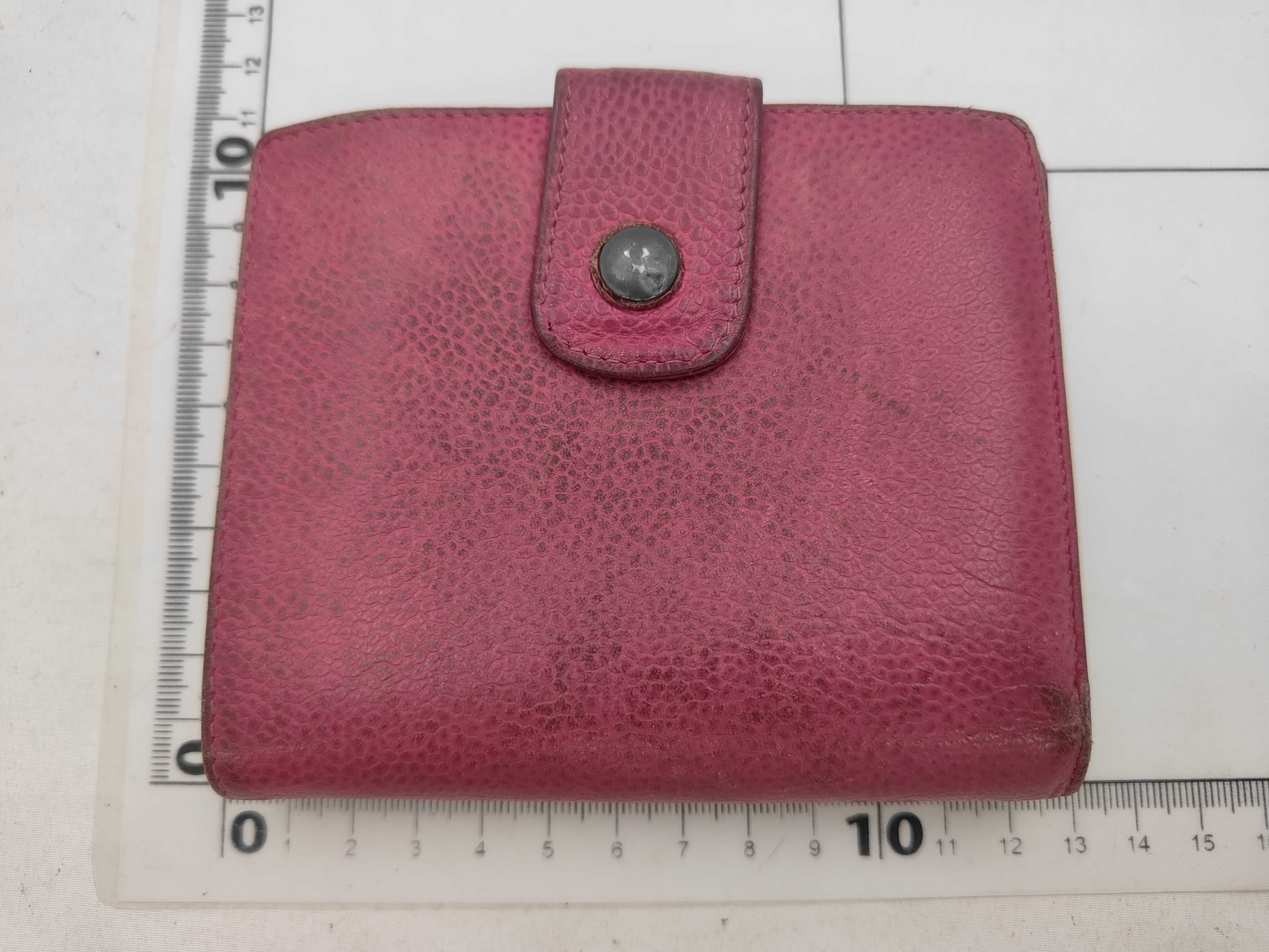 Caviar Skin Coco Mark Pink Folding Wallet — view 2