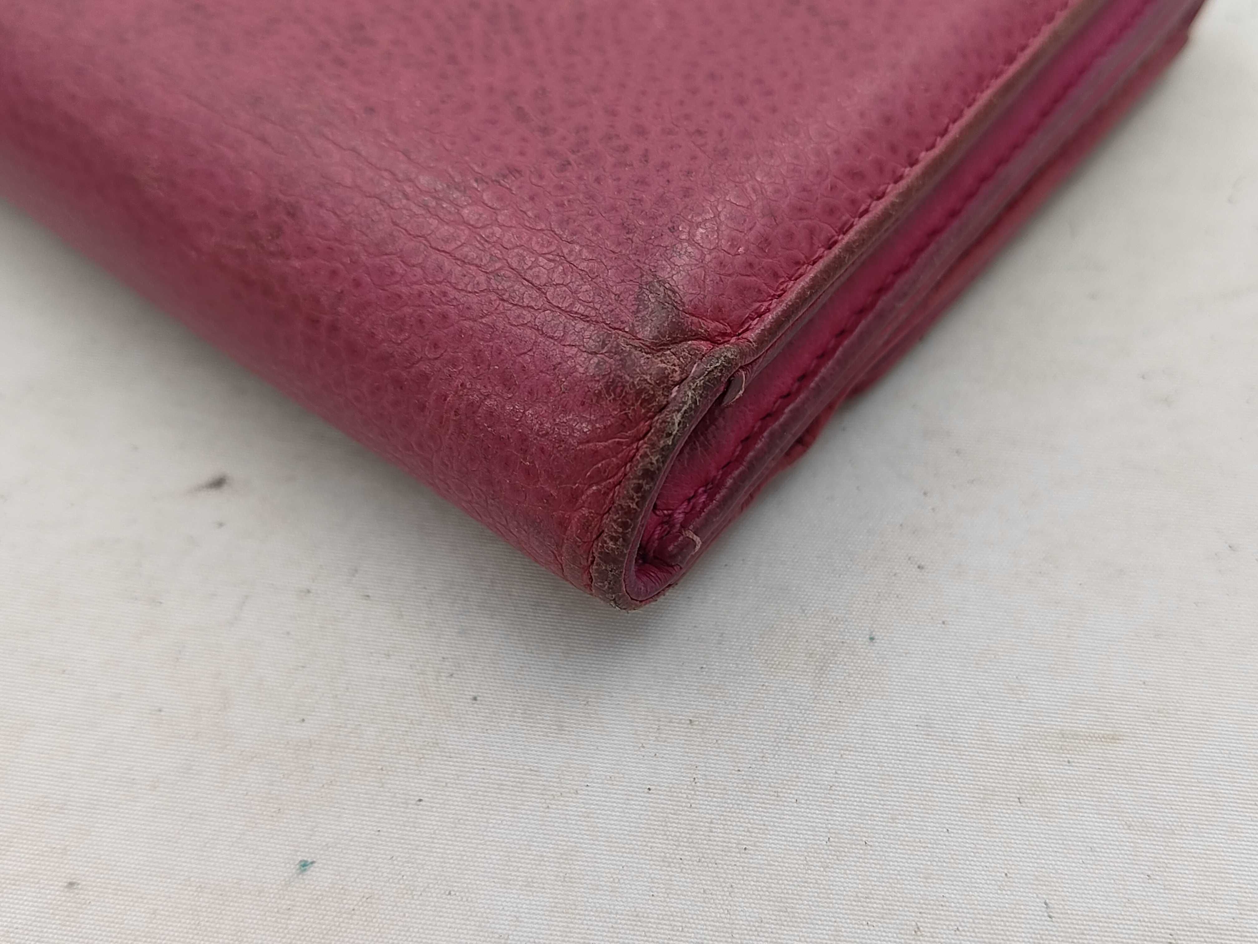 Caviar Skin Coco Mark Pink Folding Wallet — view 3