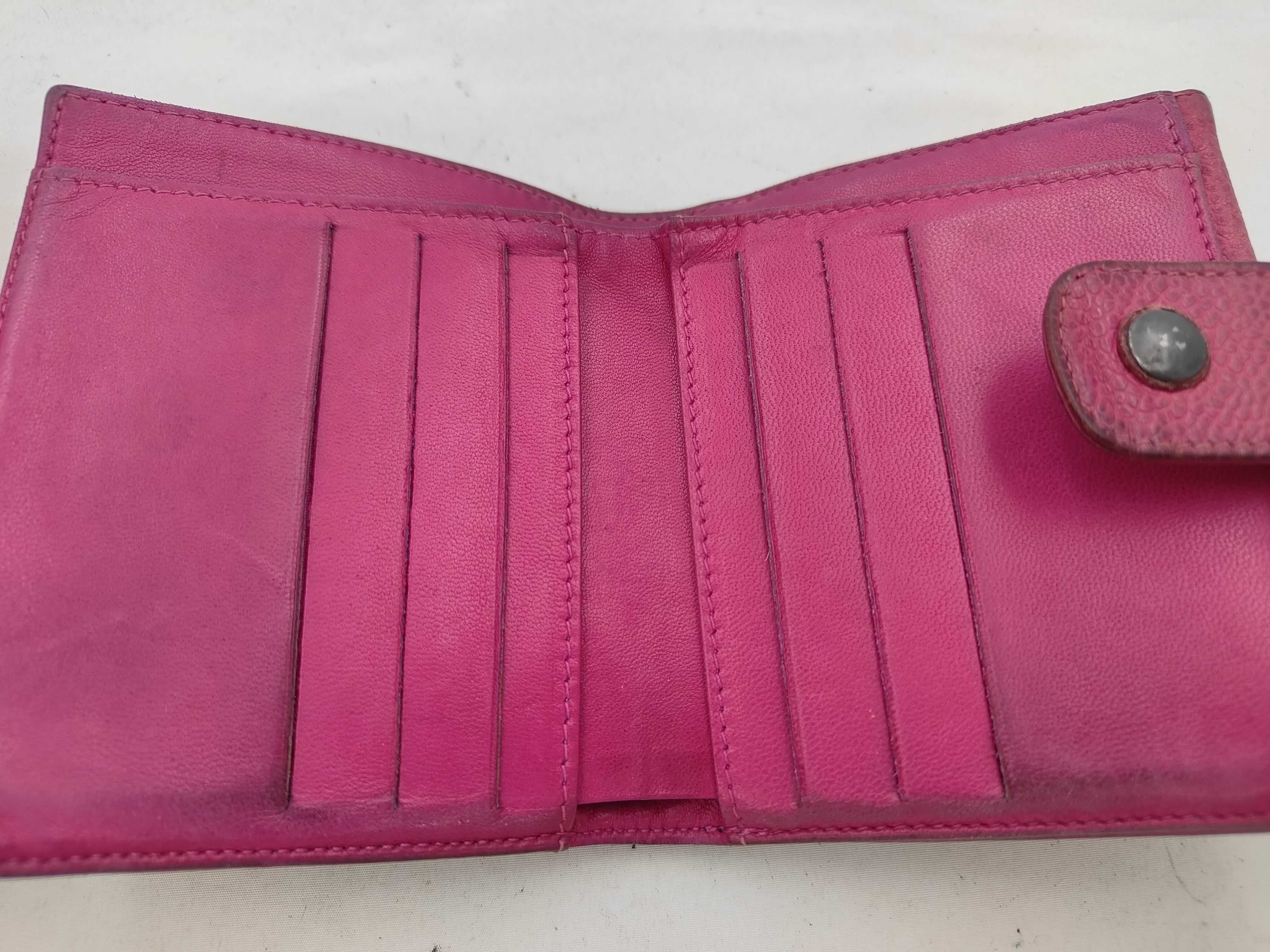 Caviar Skin Coco Mark Pink Folding Wallet — view 4