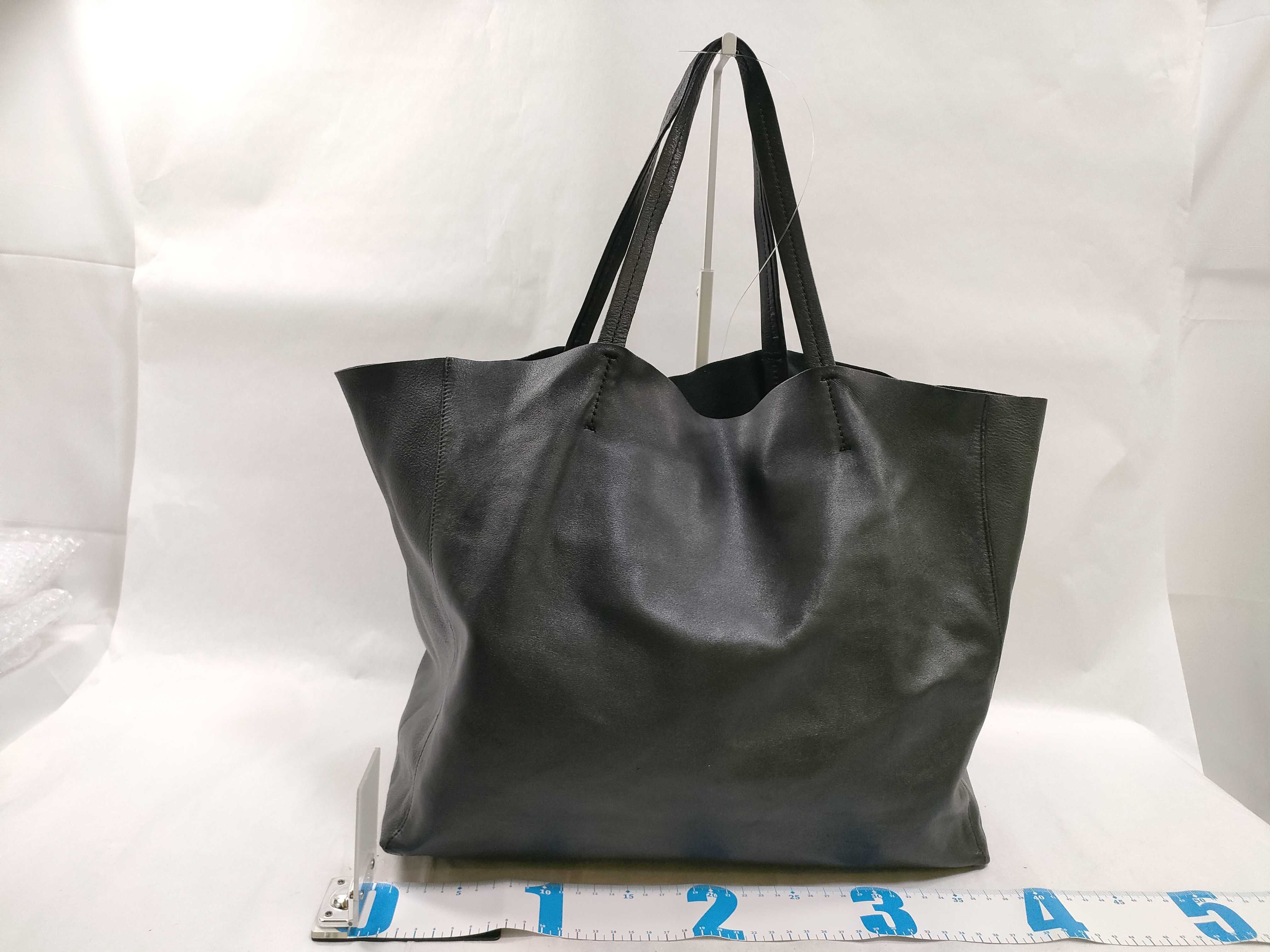 Horizontal Cabas Leather x Leather Tote Bag, Black Tote Bag — view 2