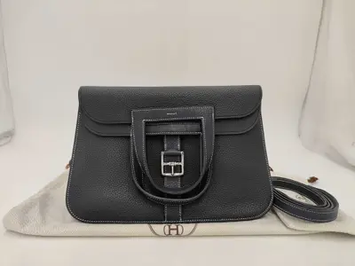 Handbag, Arzan 31, Blue Nuit Taurillon Clemence, D stamp, Silver hardware, Shoulder bag
