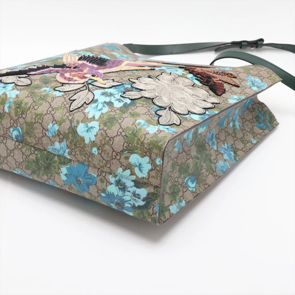 GG Blooms 414476 PVC x Leather 2-Way Handbag Beige x Blue — view 3