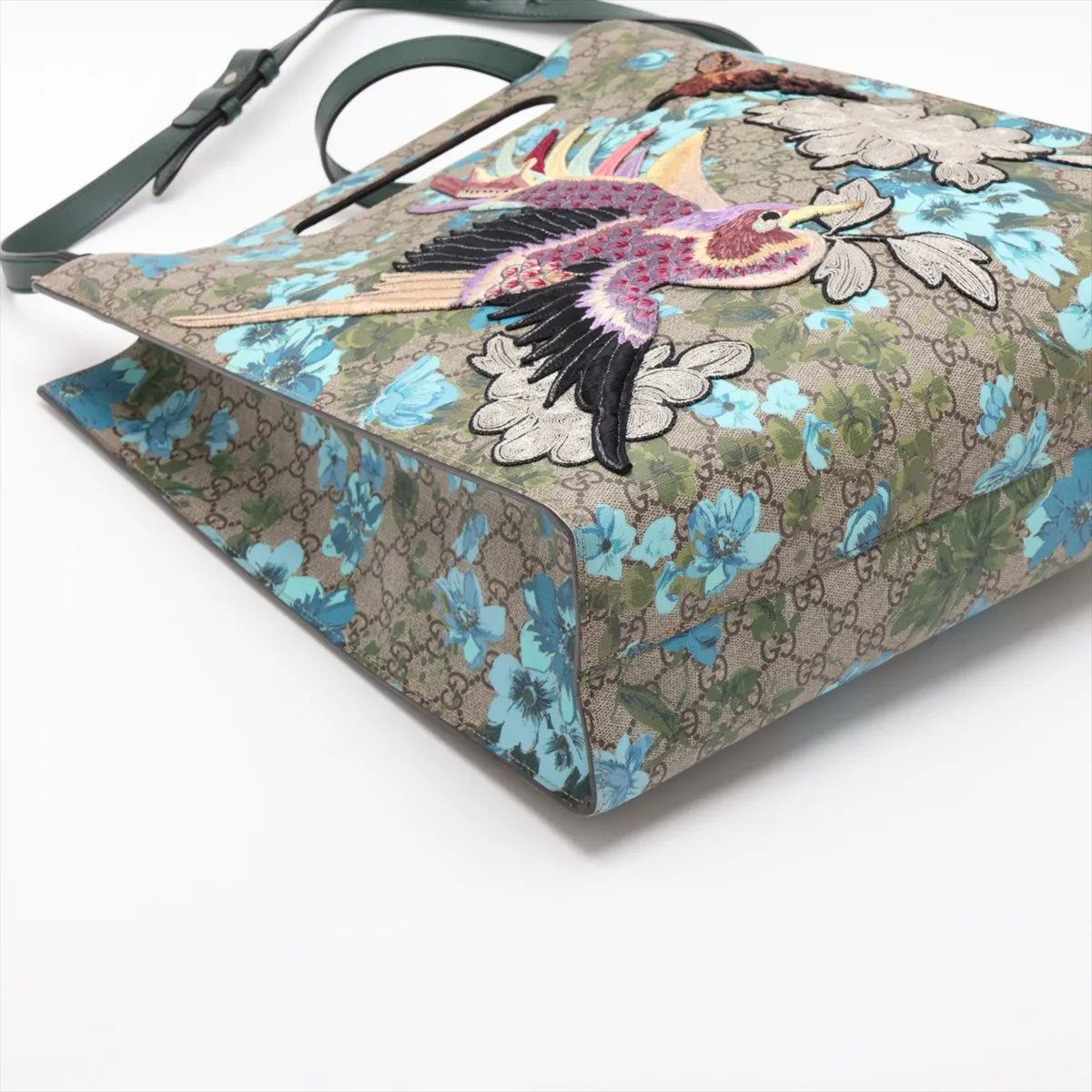 GG Blooms 414476 PVC x Leather 2-Way Handbag Beige x Blue — view 4