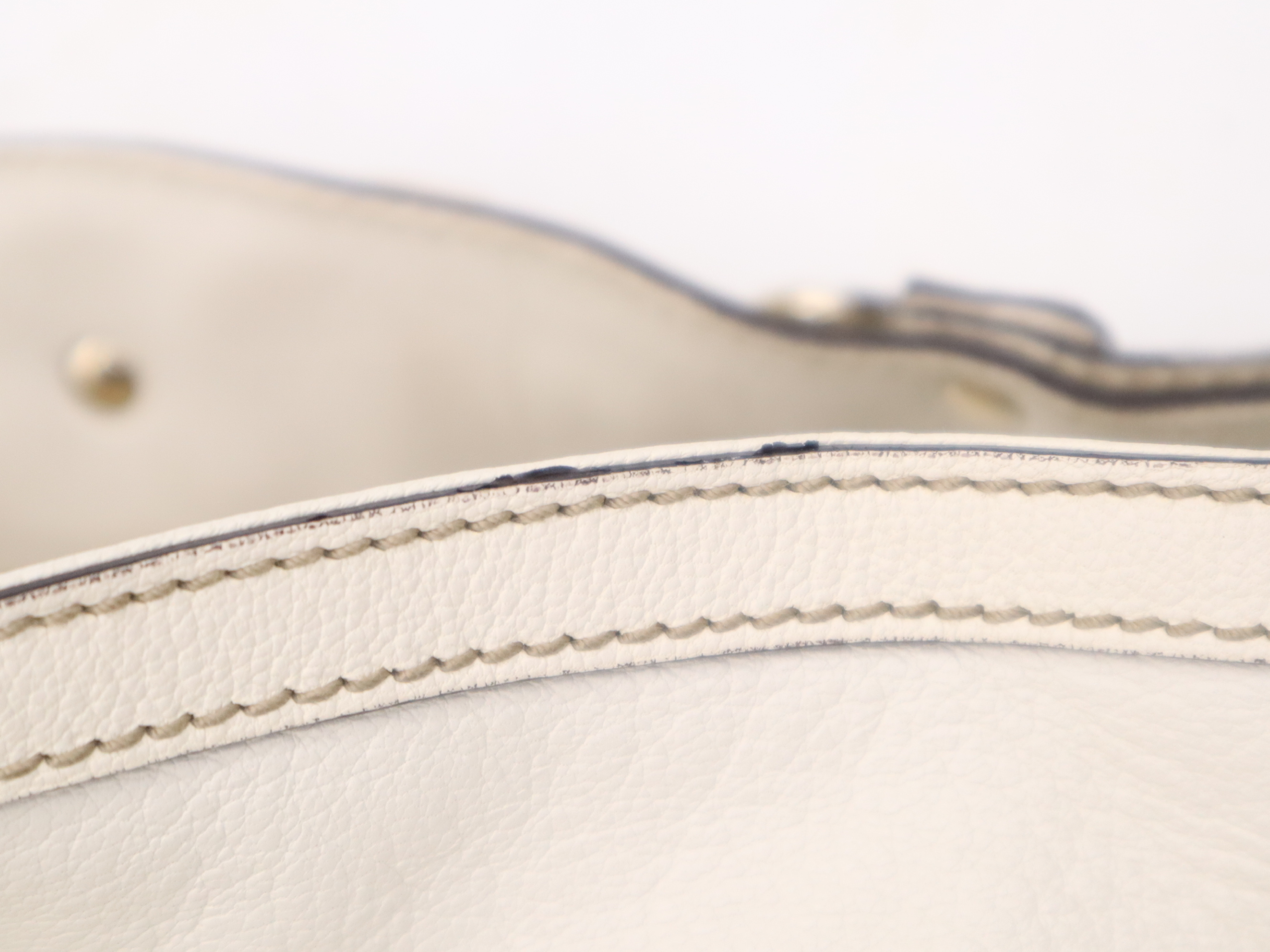 170014 Leather One-Shoulder Bag with Dust Bag, White Shoulder Bag — view 11