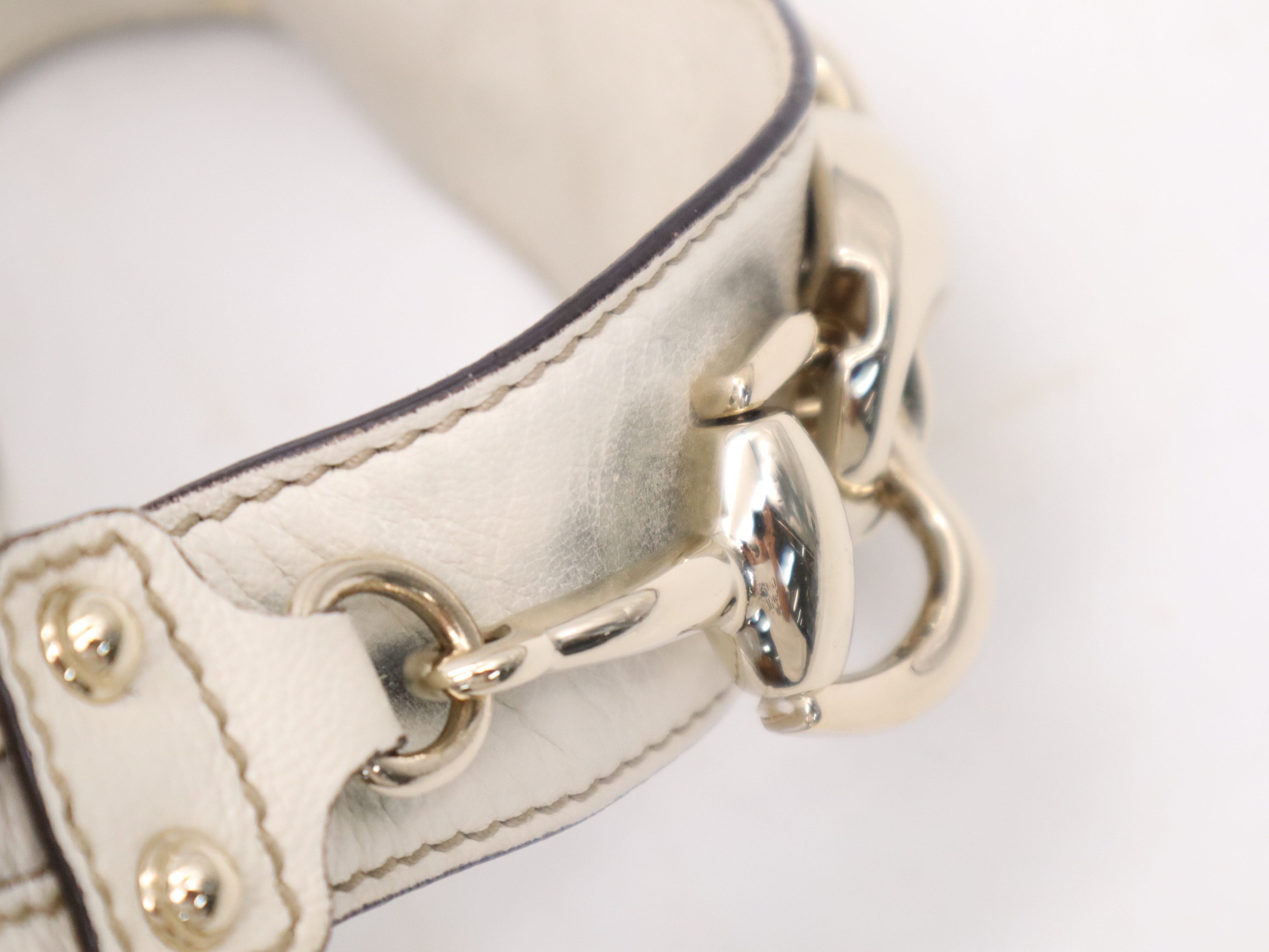 170014 Leather One-Shoulder Bag with Dust Bag, White Shoulder Bag — view 9