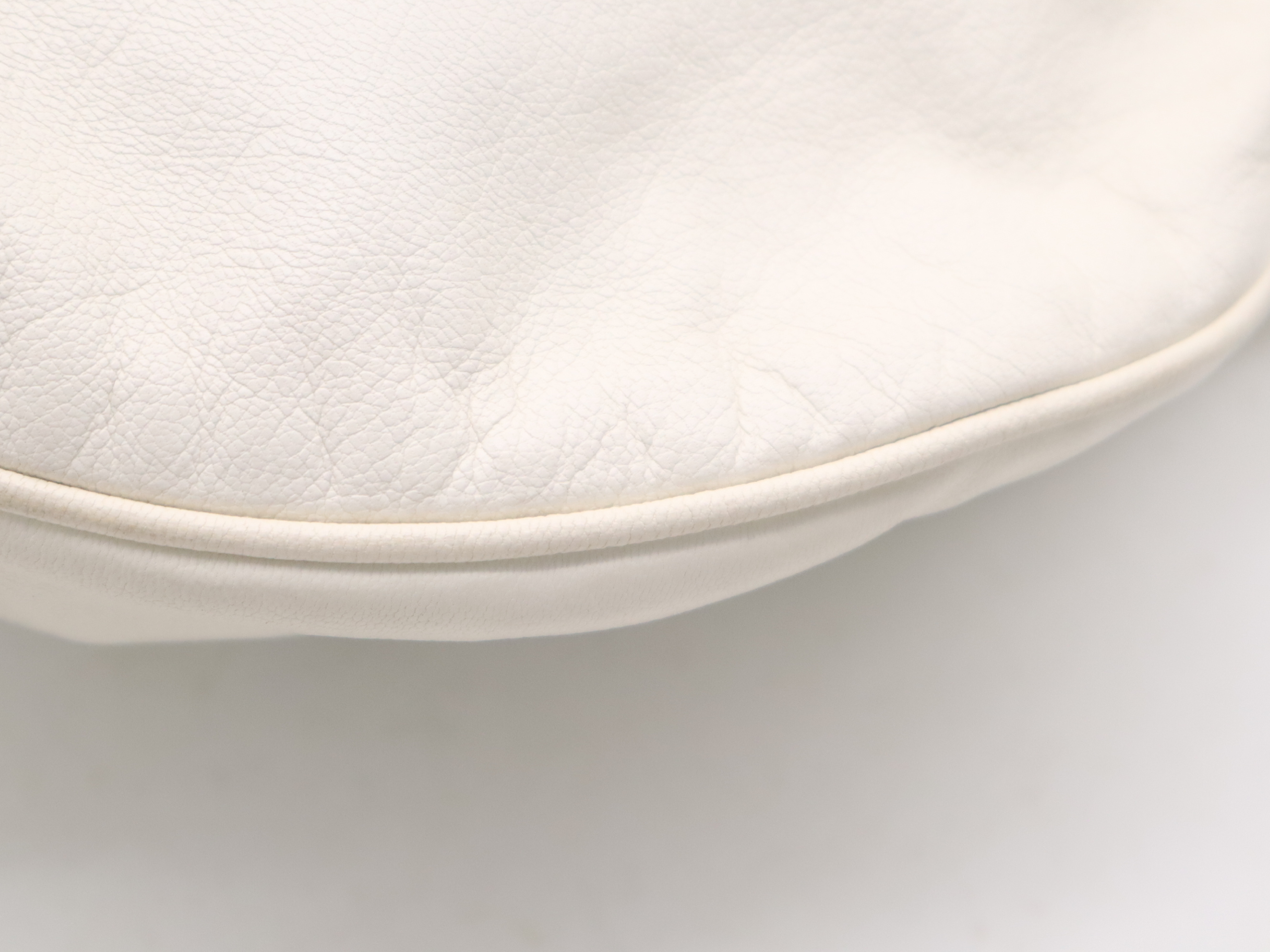 170014 Leather One-Shoulder Bag with Dust Bag, White Shoulder Bag — view 10