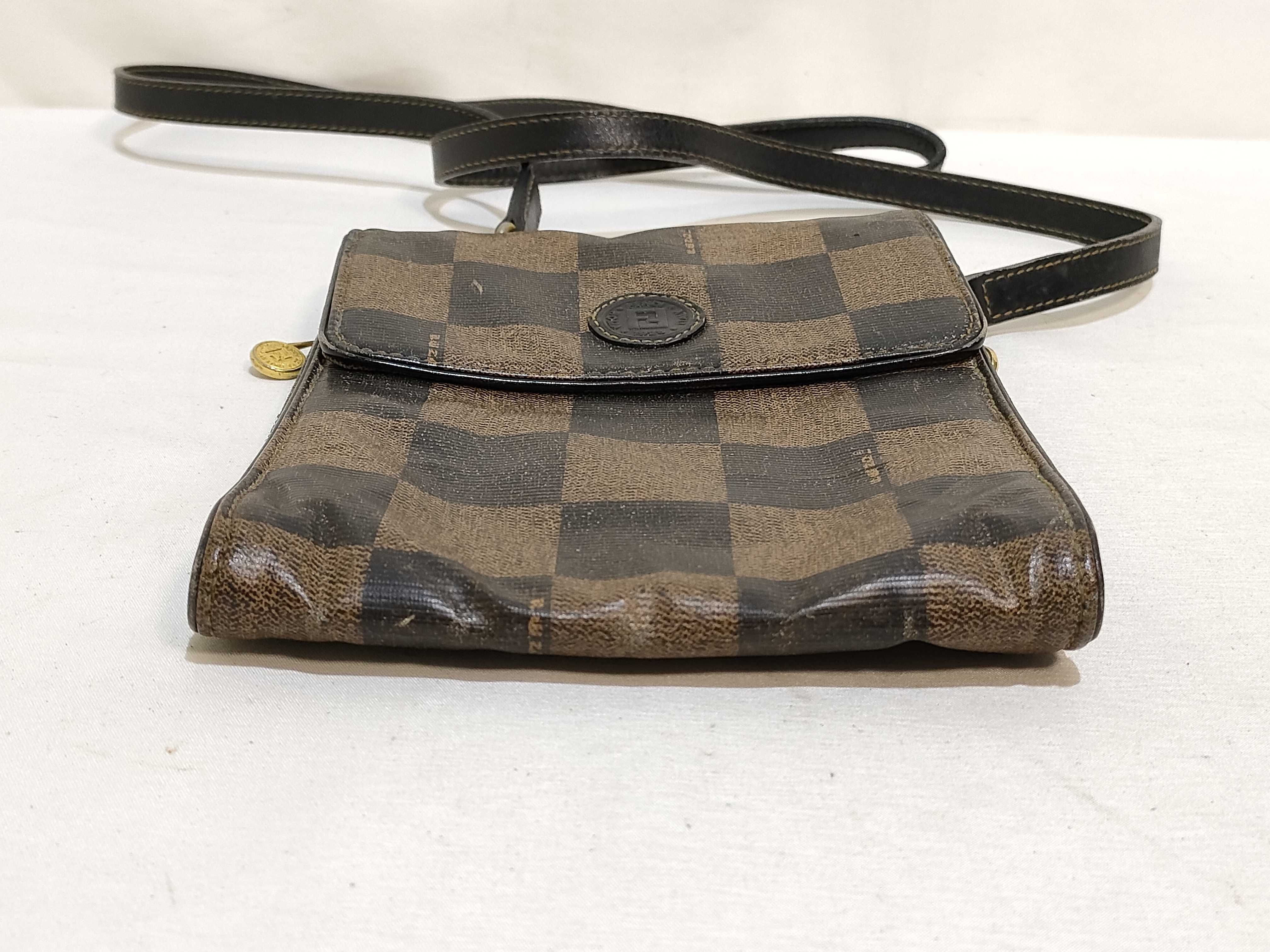 Pecan Pattern Shoulder Bag, Fendi 262 259100 069, Pecan PVC, Black — view 7