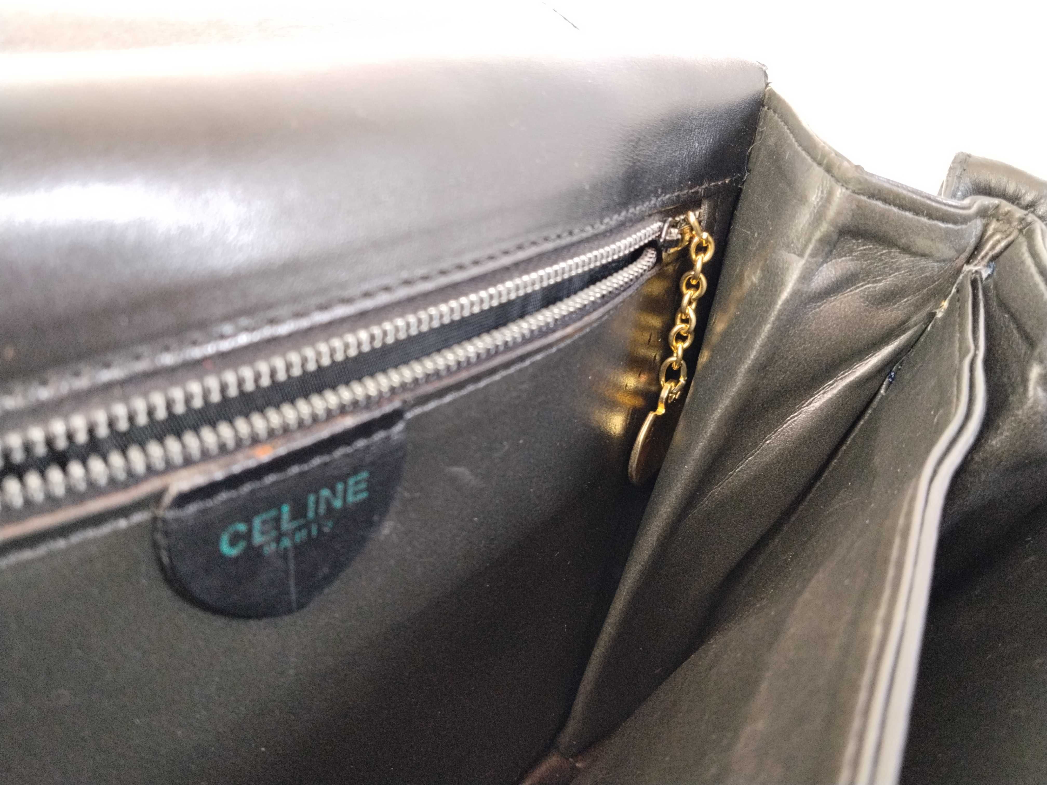 Triomphe Leather Shoulder Bag, Black — view 12