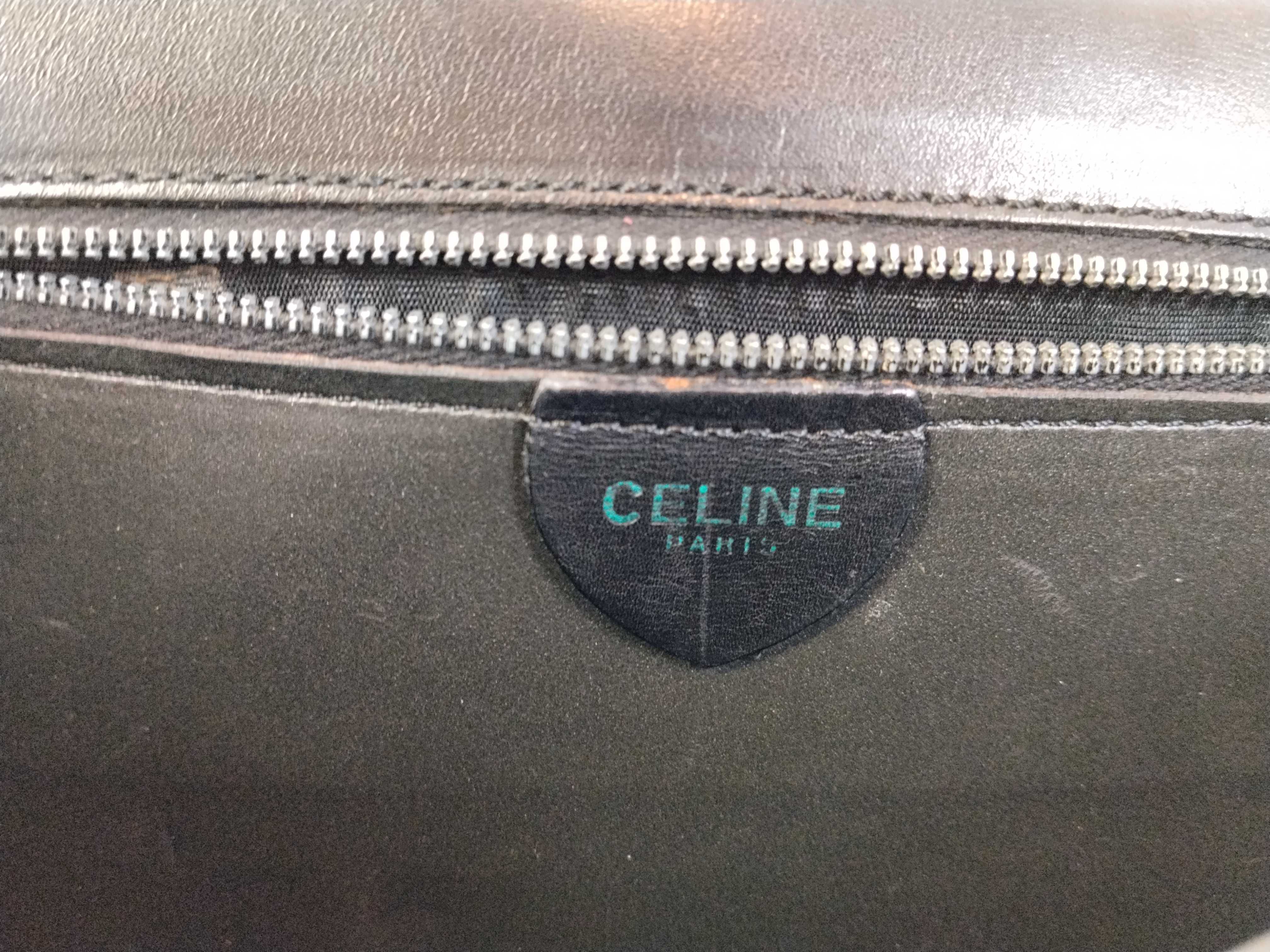 Triomphe Leather Shoulder Bag, Black — view 13