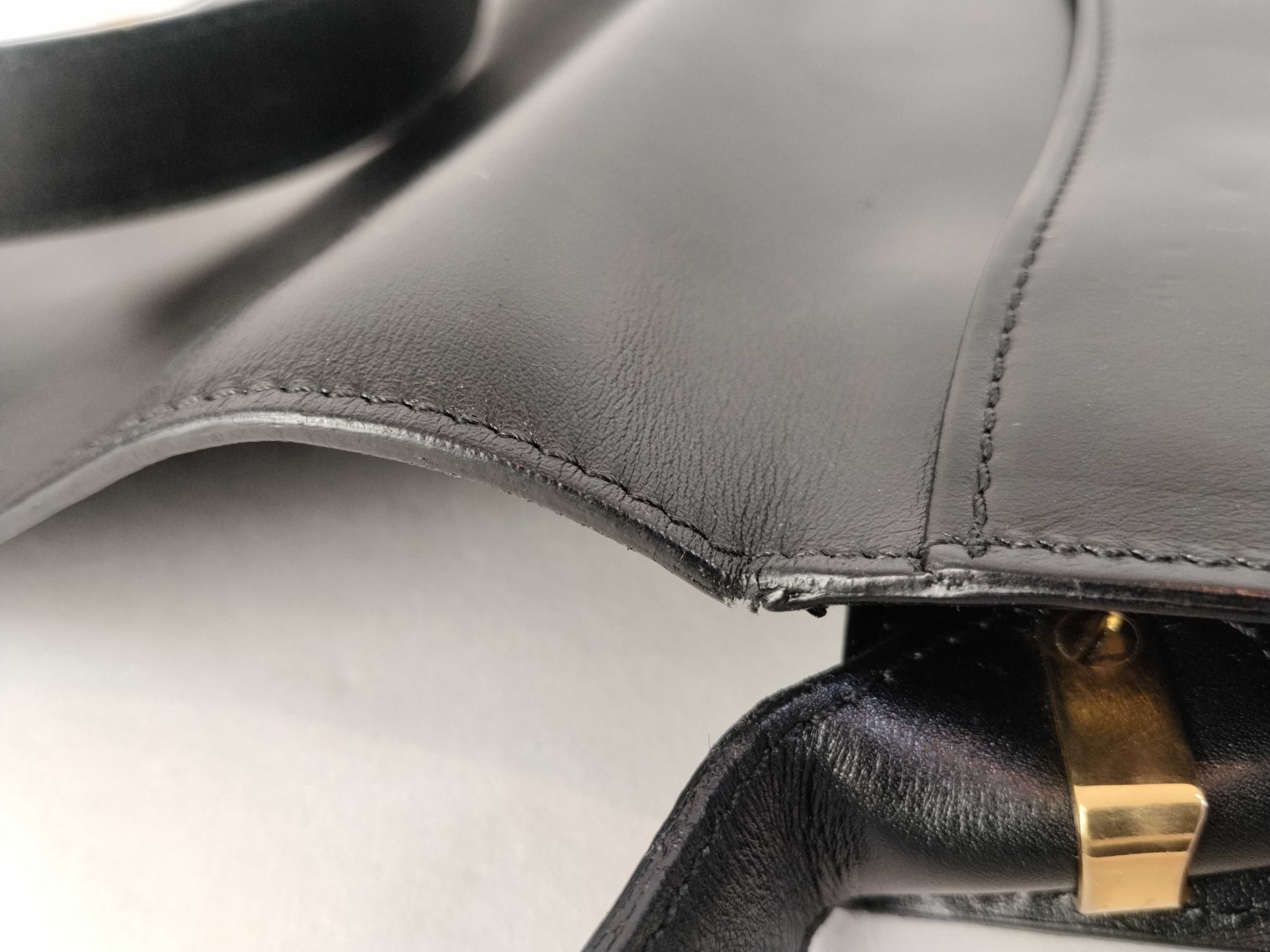 Triomphe Leather Shoulder Bag, Black — view 15