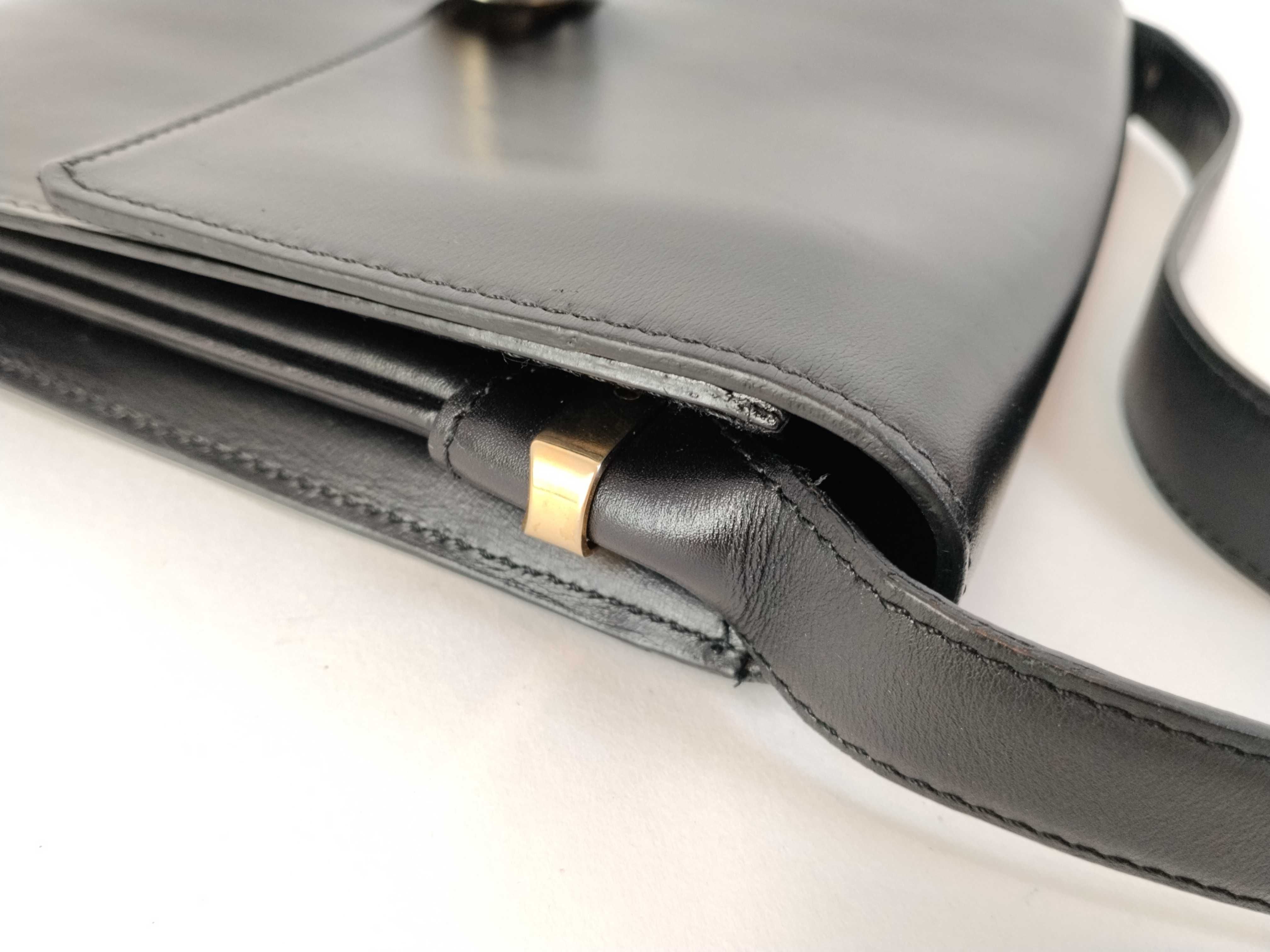 Triomphe Leather Shoulder Bag, Black — view 5