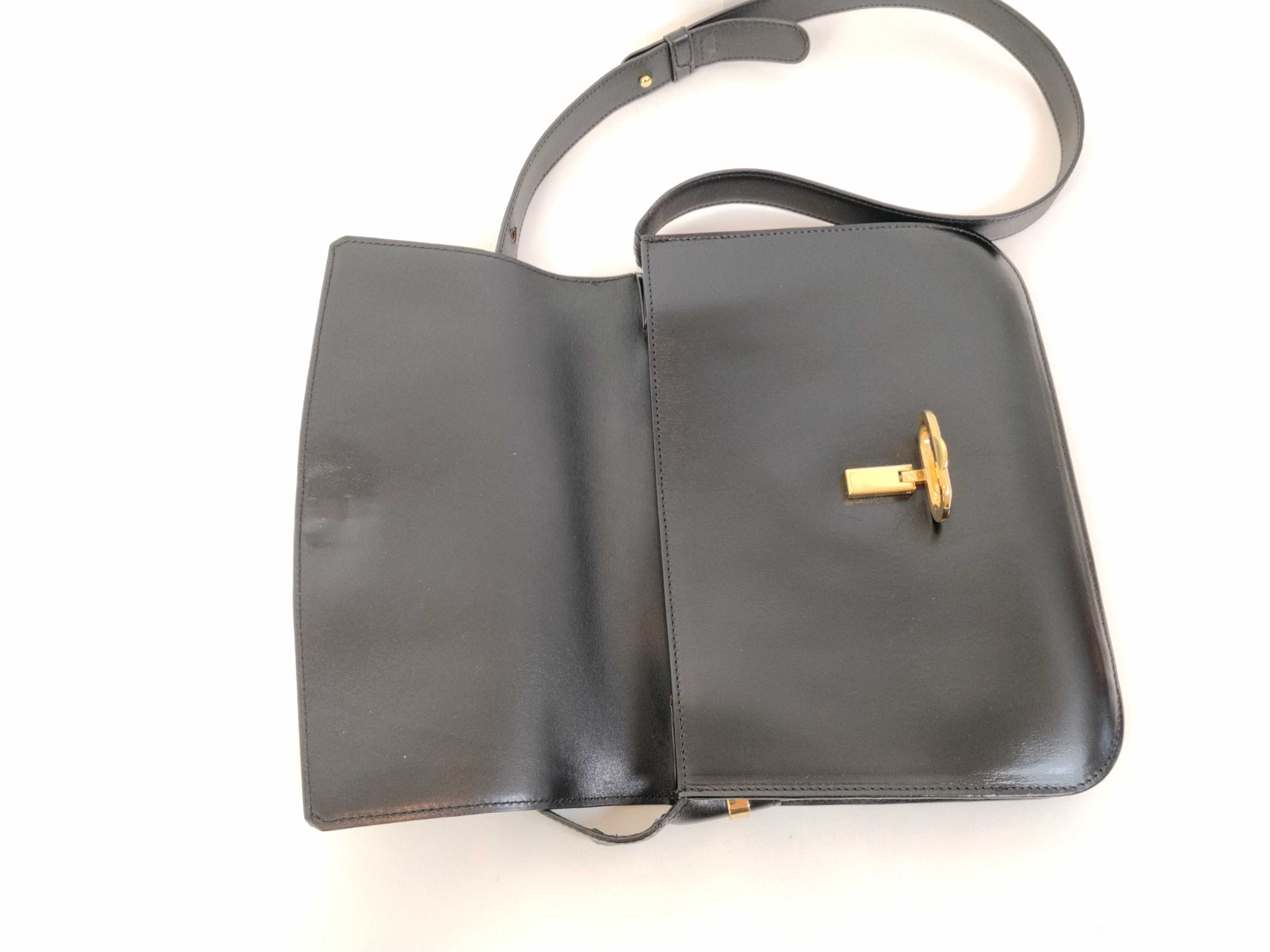 Triomphe Leather Shoulder Bag, Black — view 8