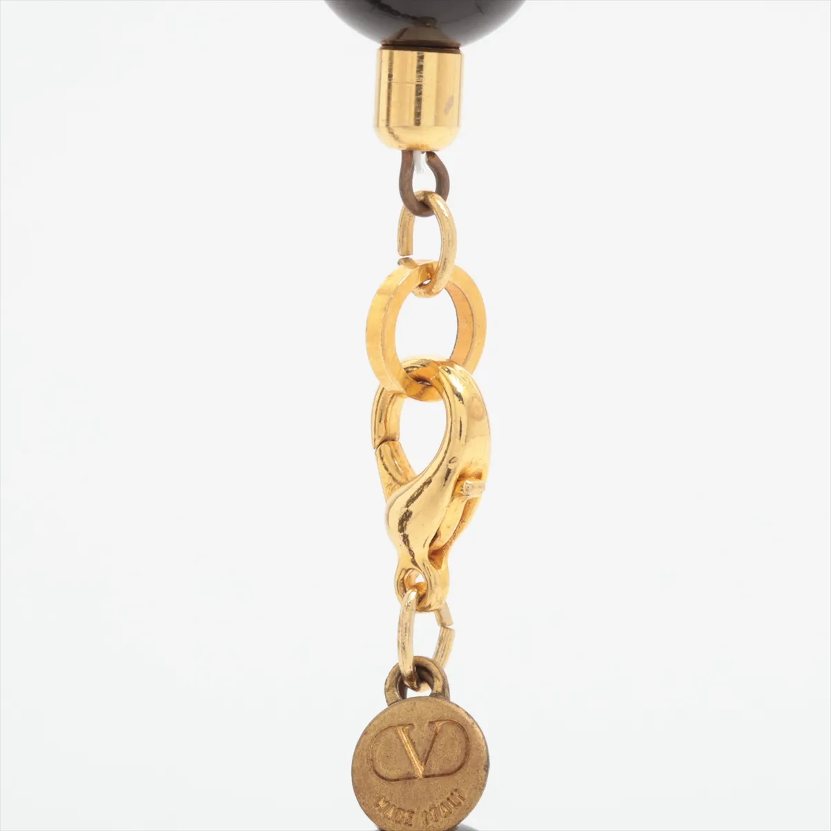 necklace, resin and rhinestones, black. Shows signs of wear, including — view 4