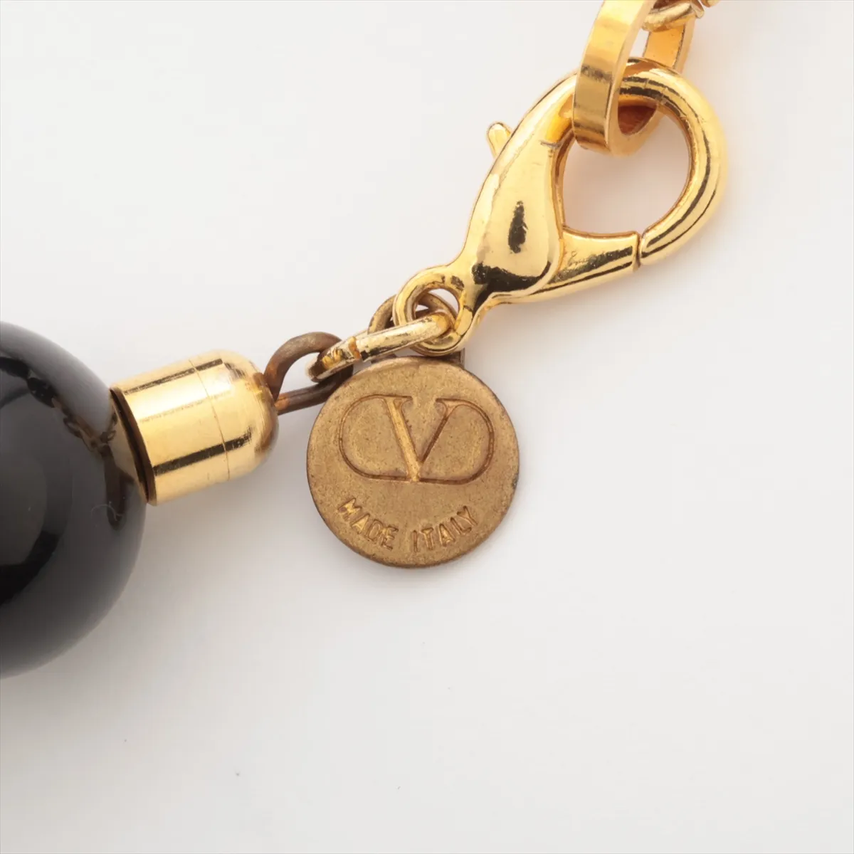necklace, resin and rhinestones, black. Shows signs of wear, including — view 5