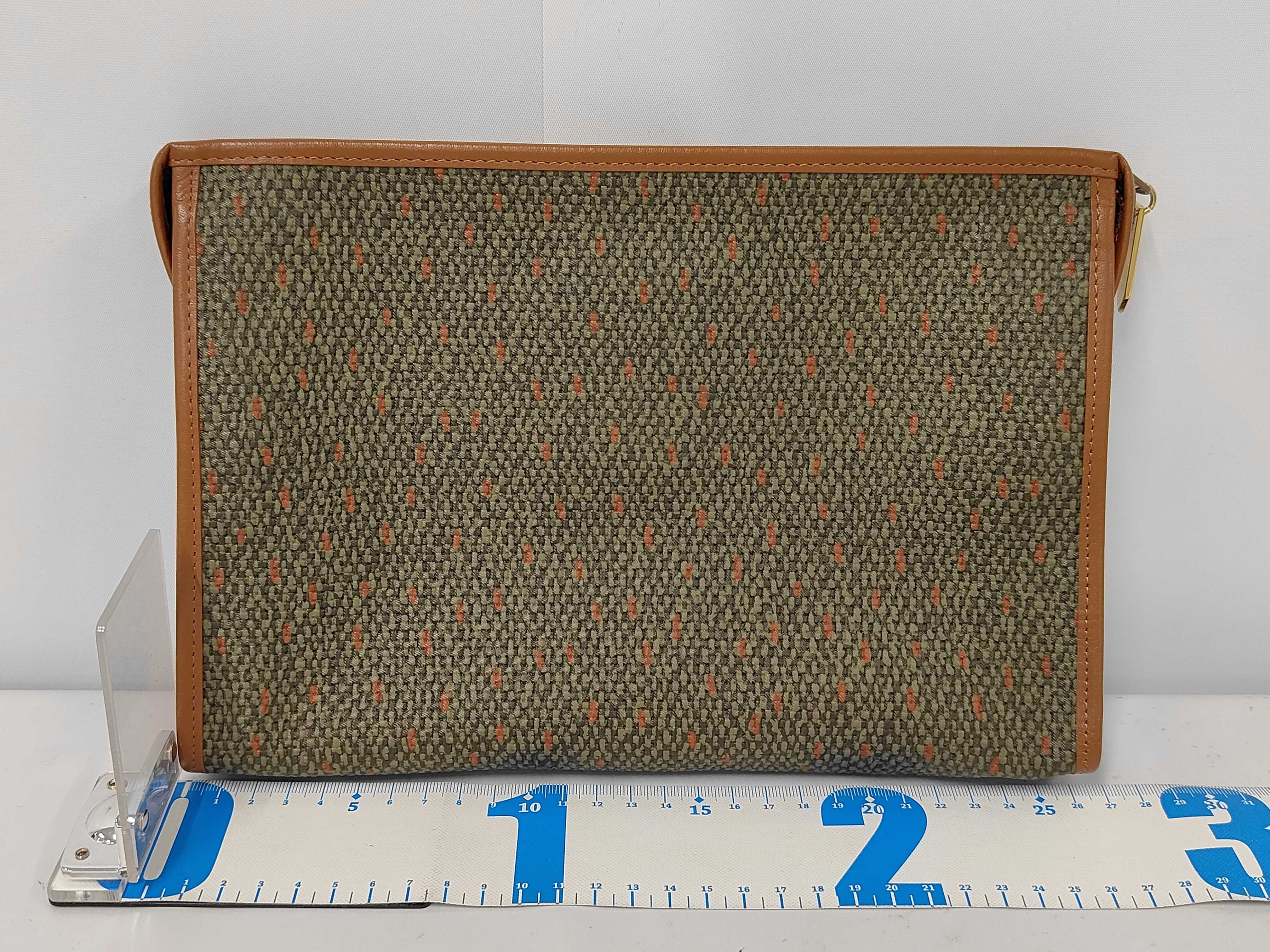 vintage tweed and PVC clutch bag — view 2