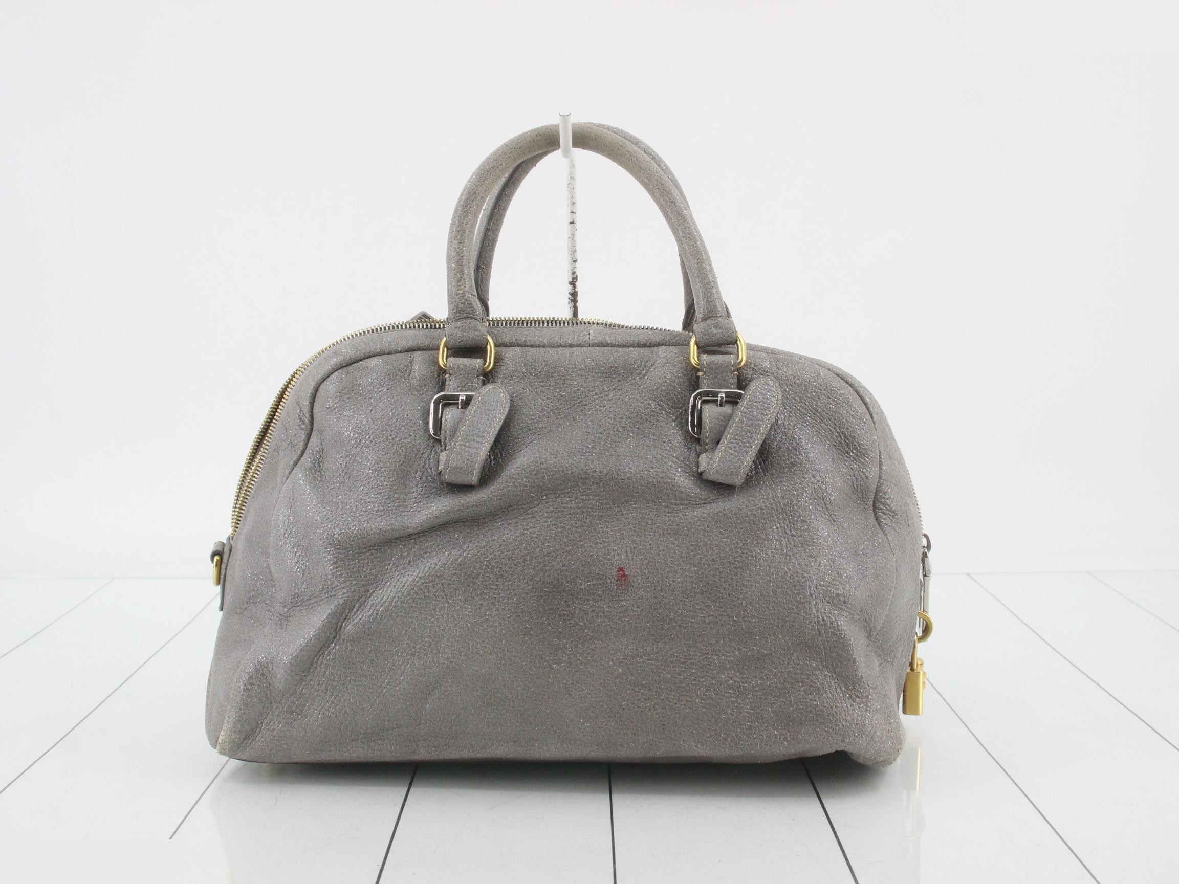 Leather handbag, gray — view 2
