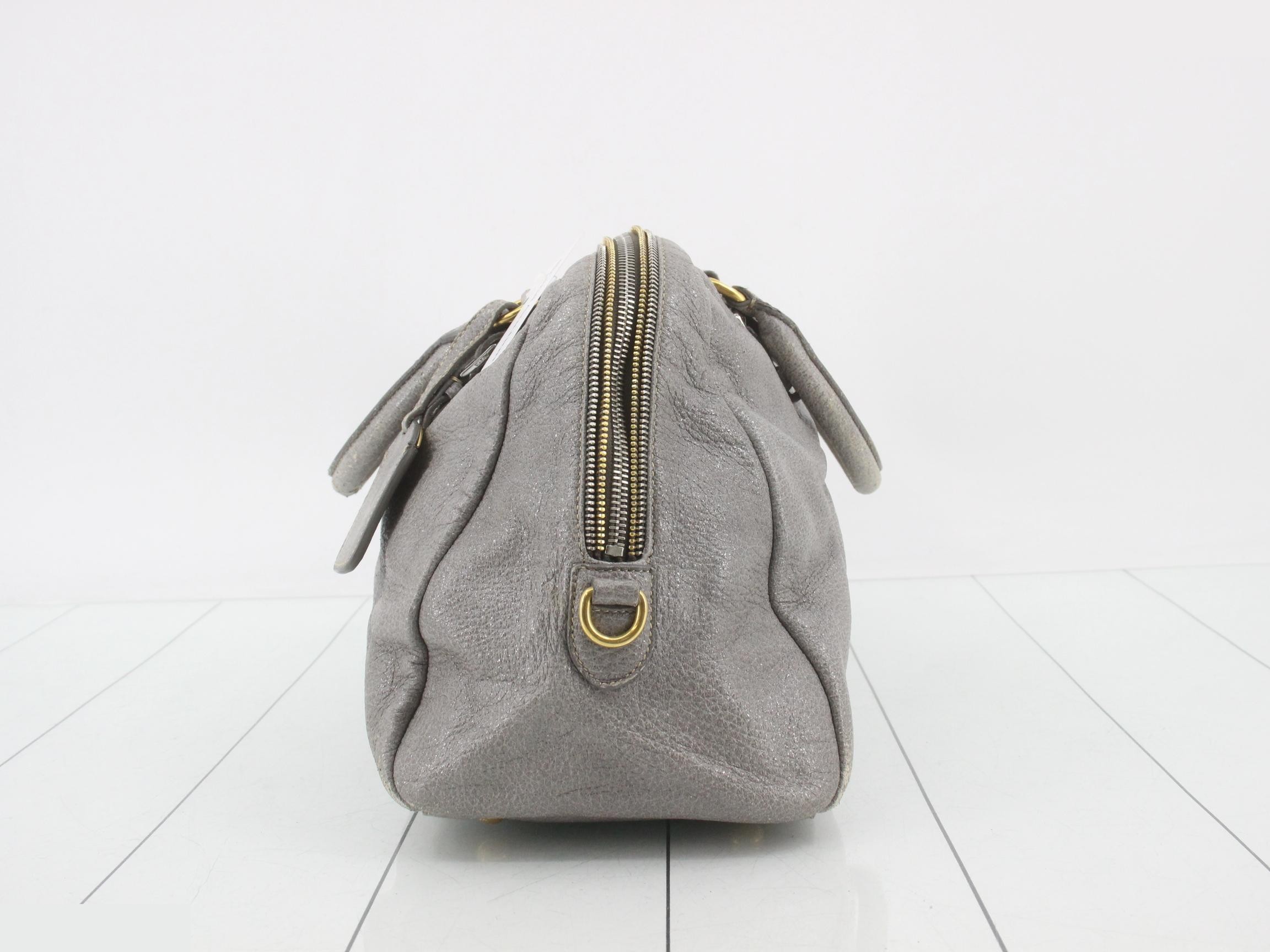 Leather handbag, gray — view 3