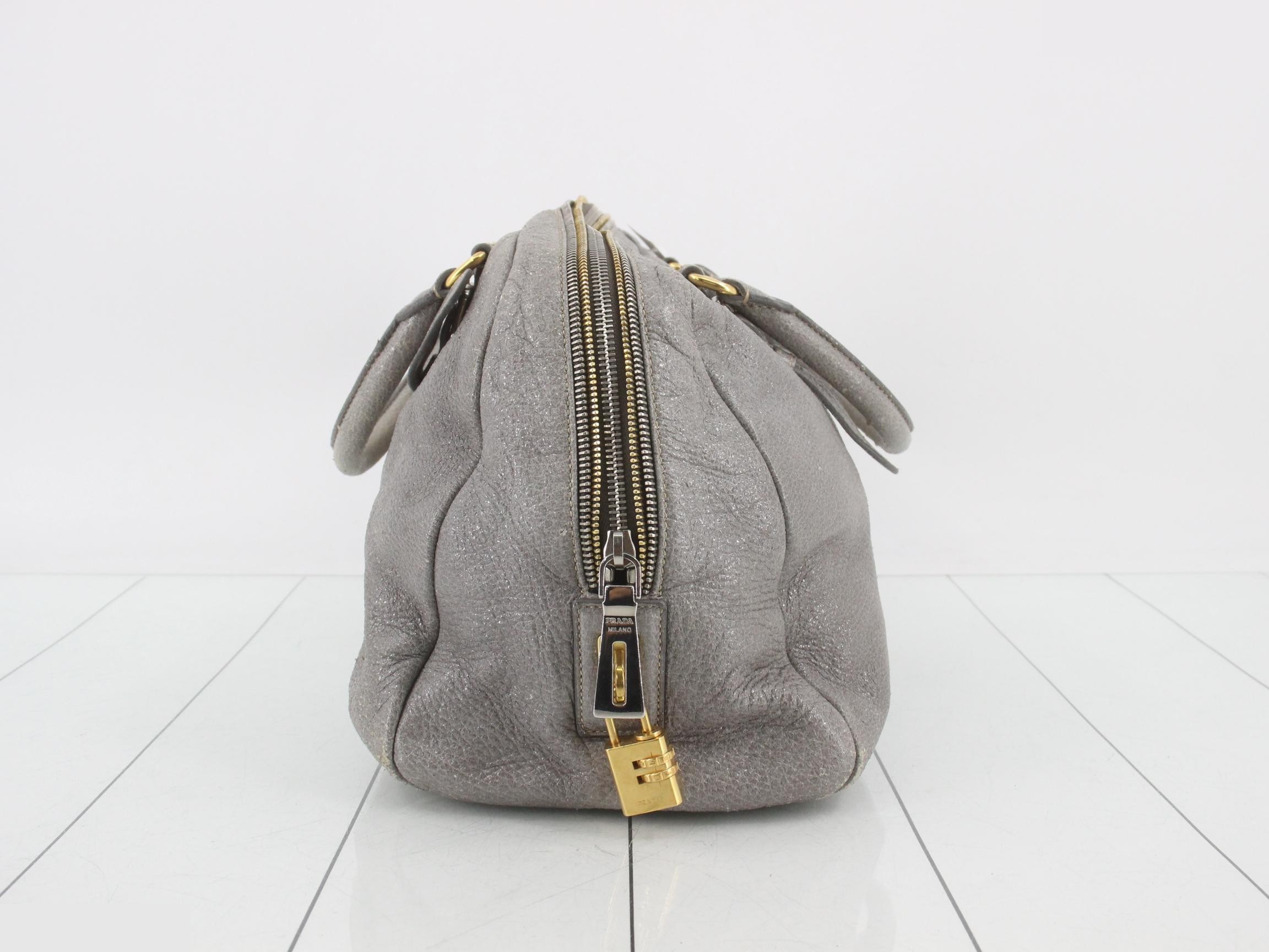Leather handbag, gray — view 4