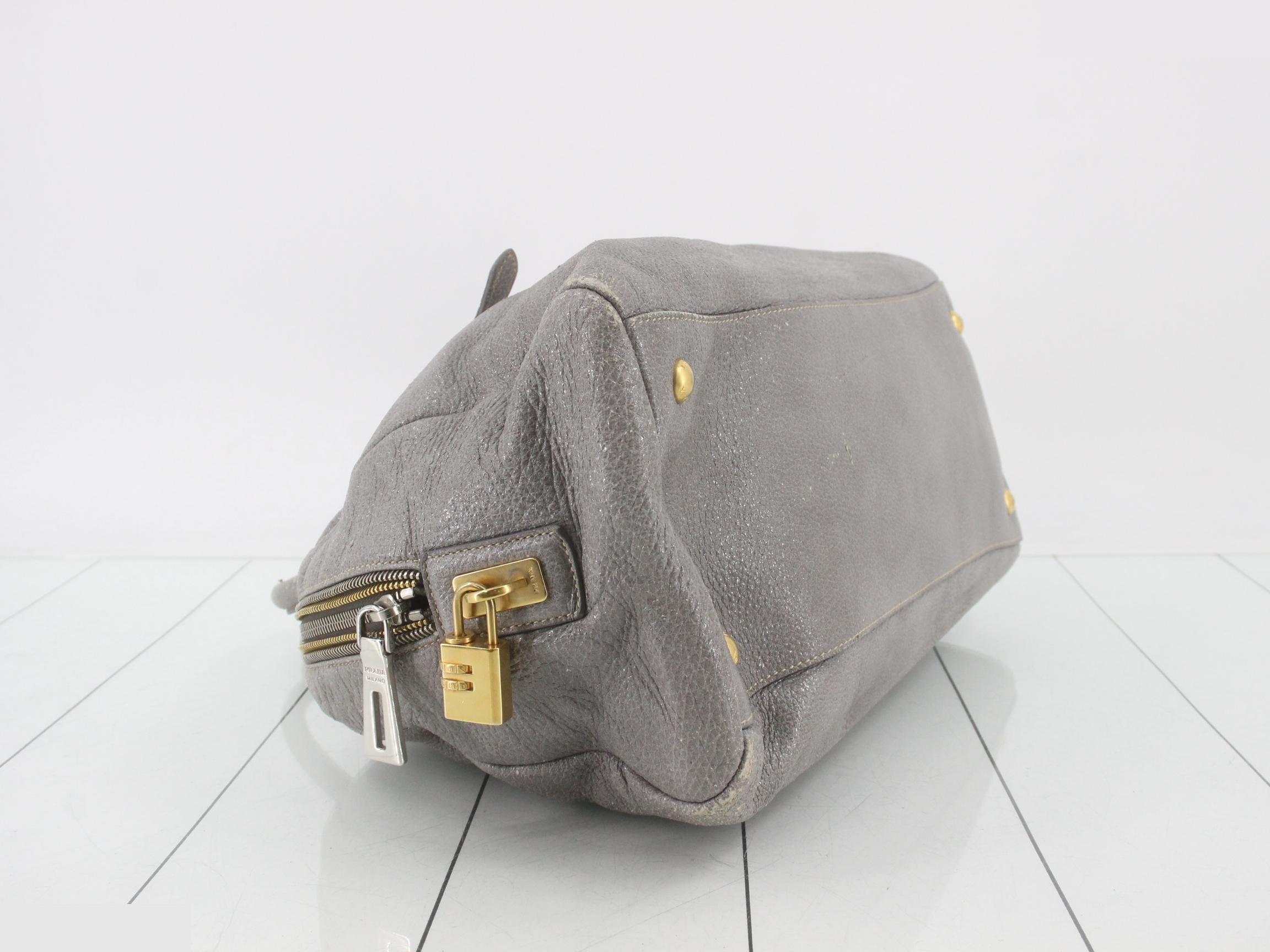 Leather handbag, gray — view 5