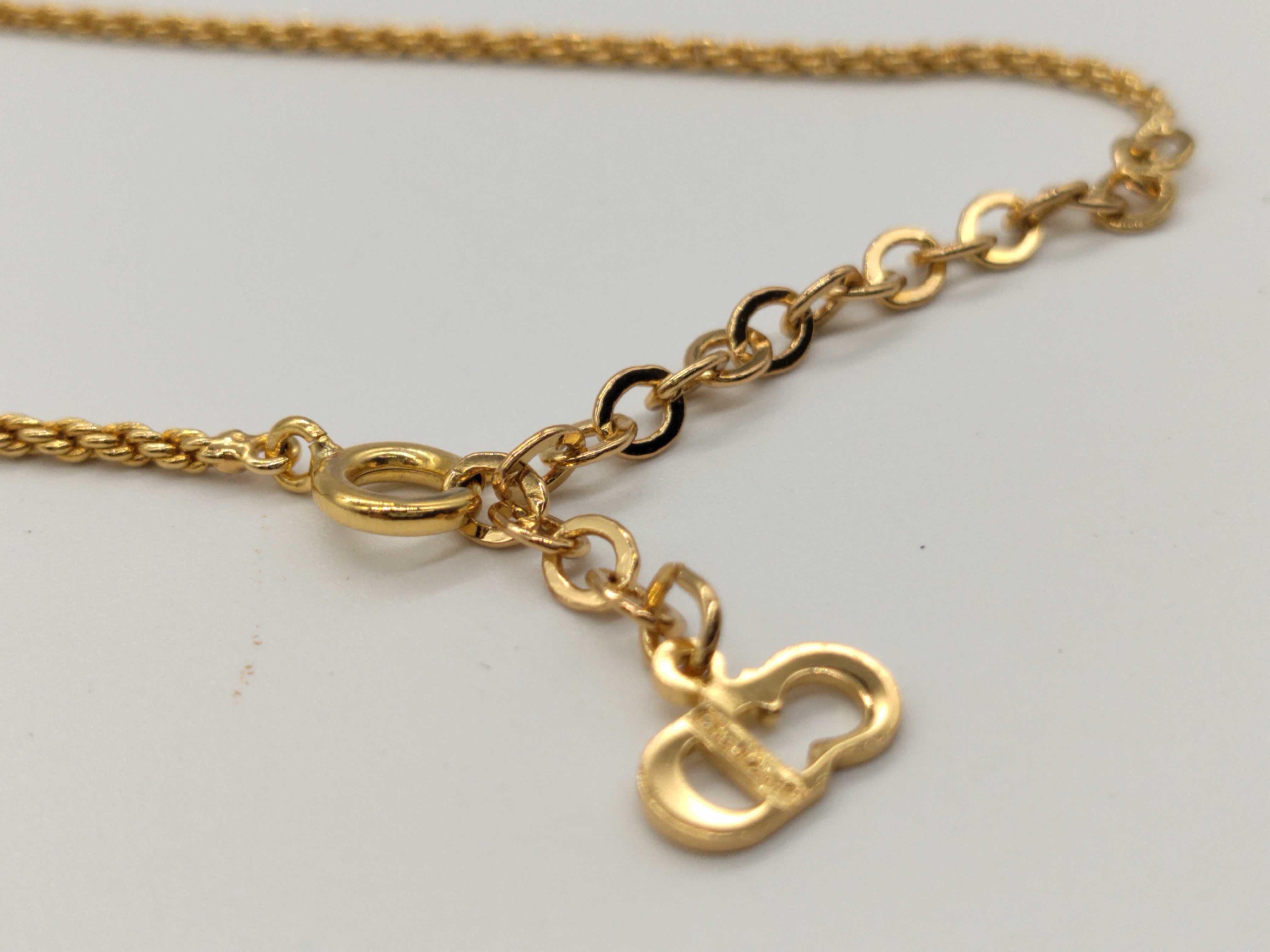 Rhinestone CD Logo Octagon Twist Chain Gold Black Necklace — view 4
